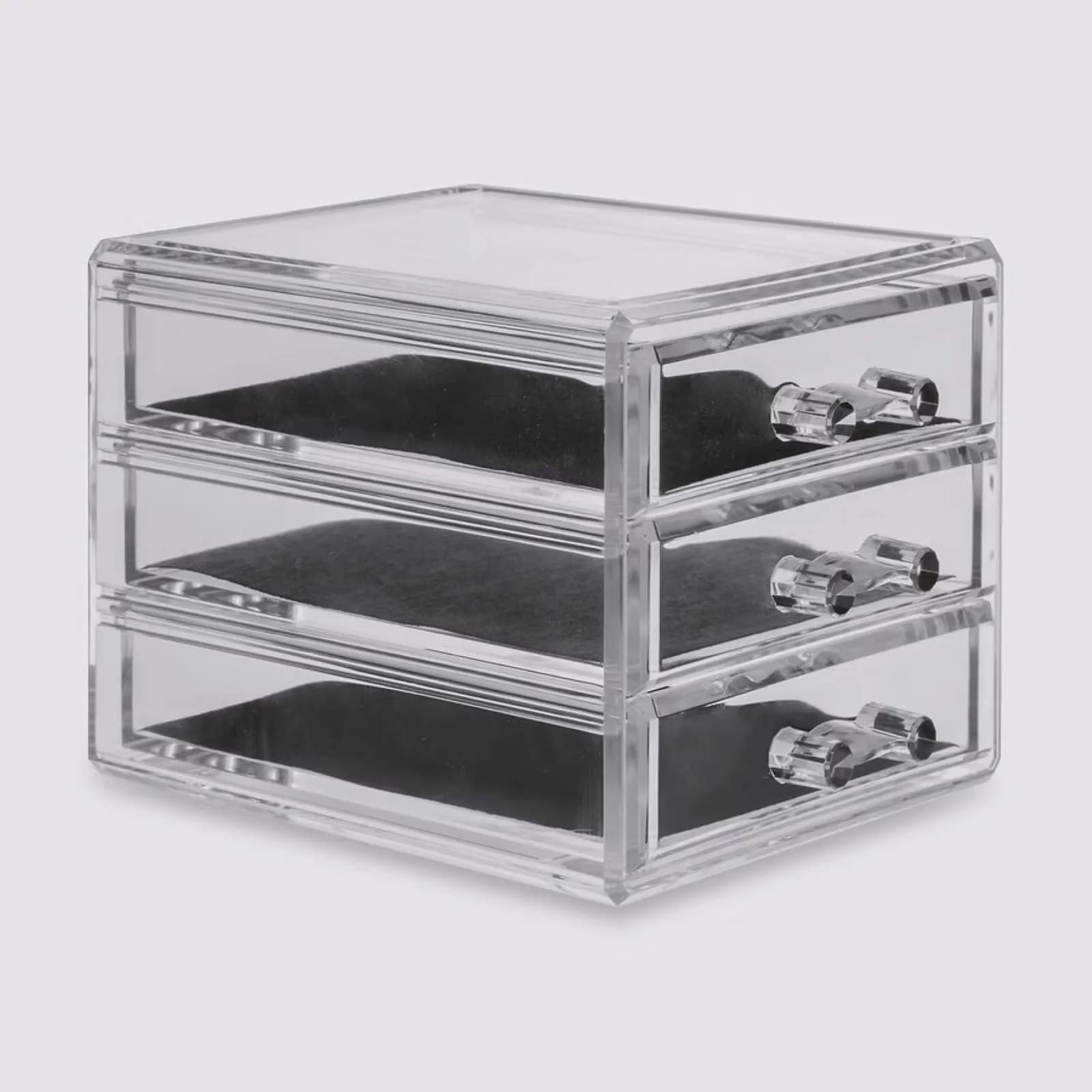 Portagioie 15x12h cm trasparente con 3 cassetti