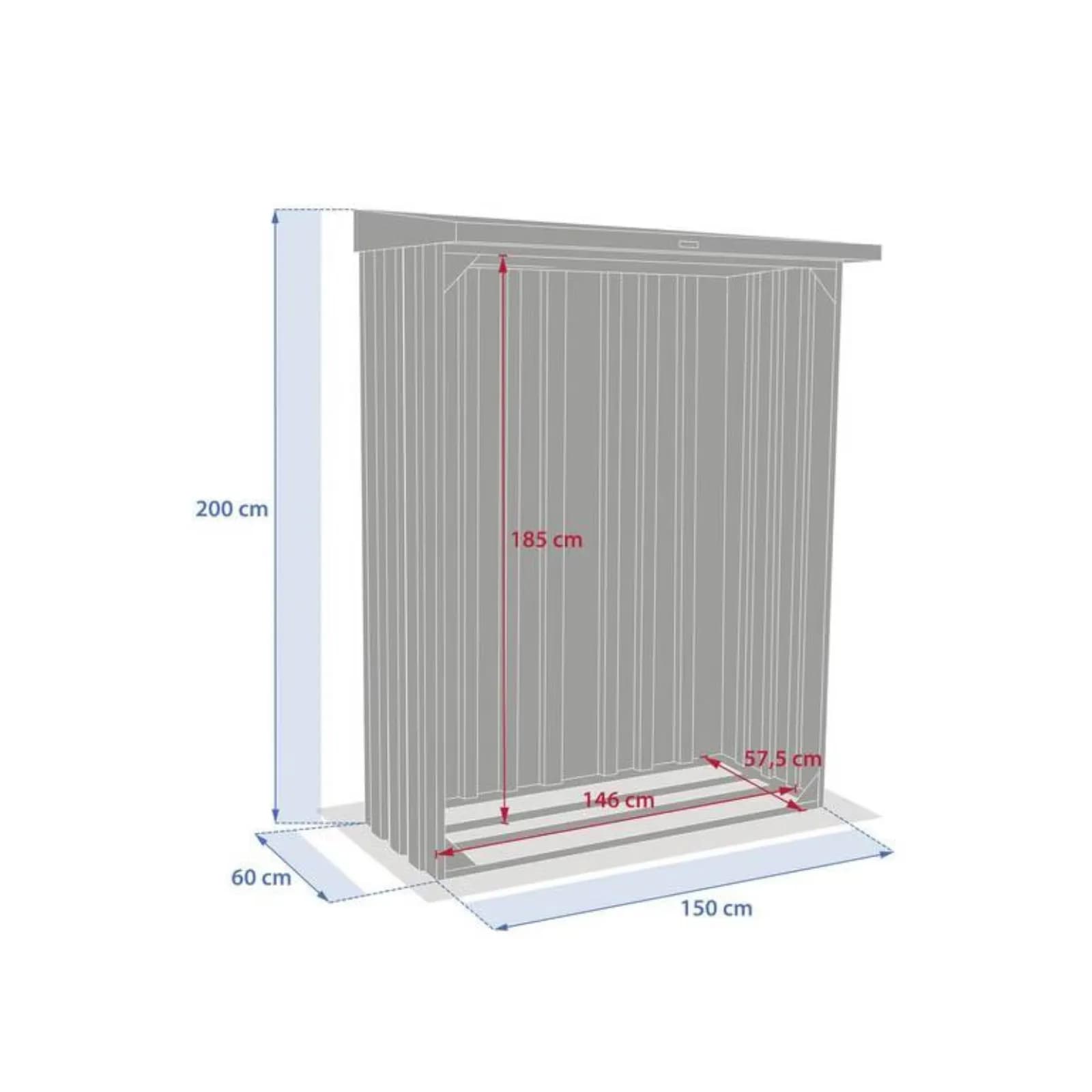 Portalegna 150x60x200h cm in acciaio antracite - Levent