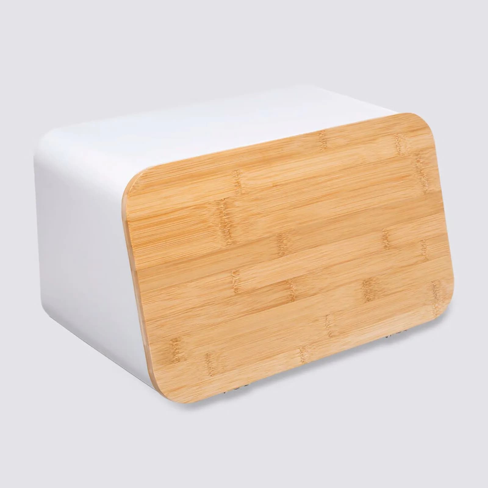 Portapane 37x23h cm in metallo bianco e tagliere in bambù