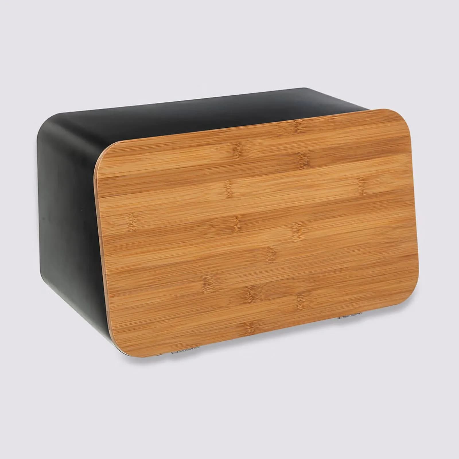 Portapane 37x23h cm in metallo nero e tagliere in bambù