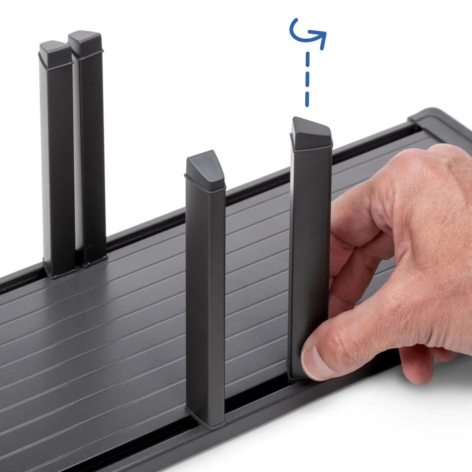 Portapiatti verticale per cassetto in alluminio e ABS antracite - Orderly