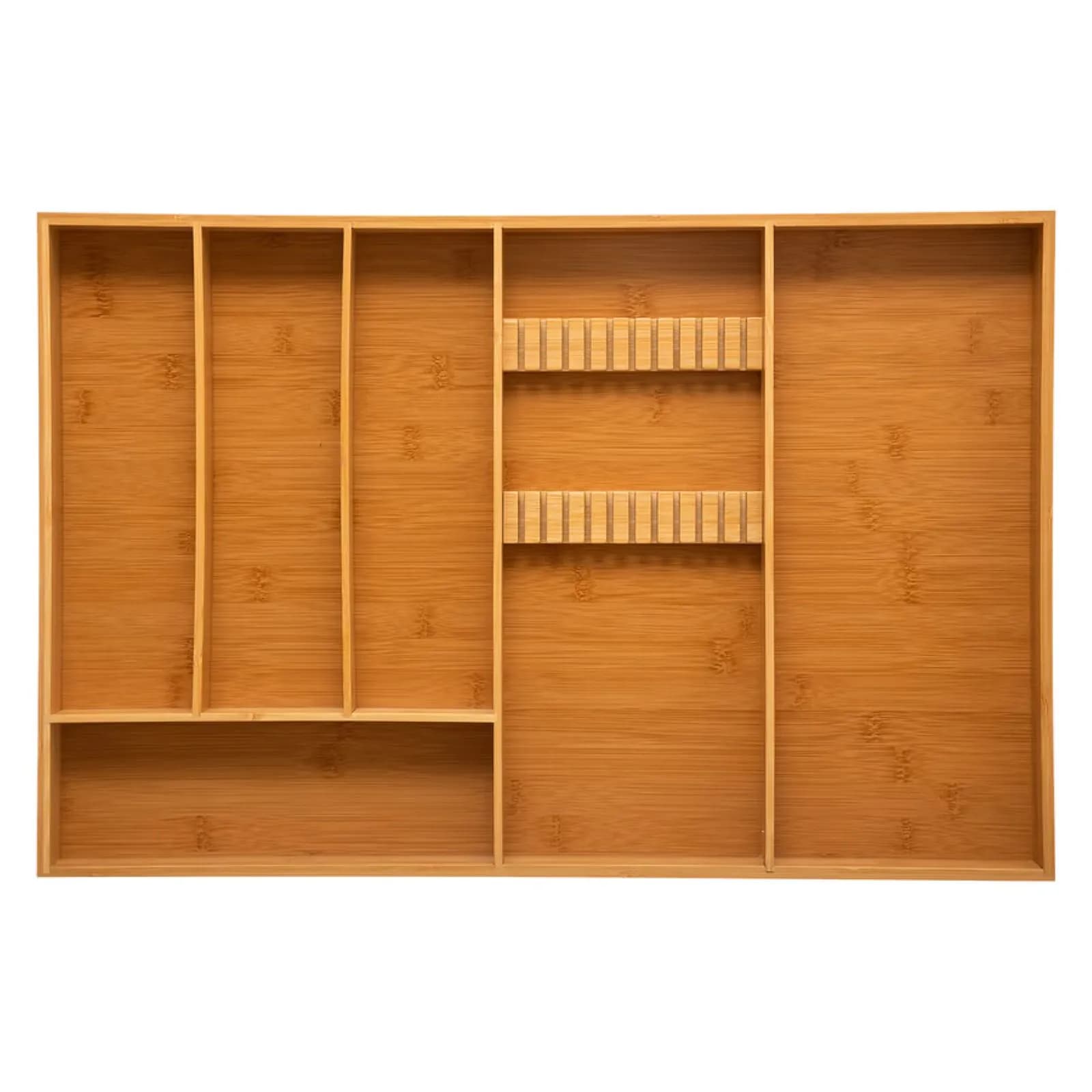 Portaposate 58x38 cm in legno di bambù naturale con portacoltelli