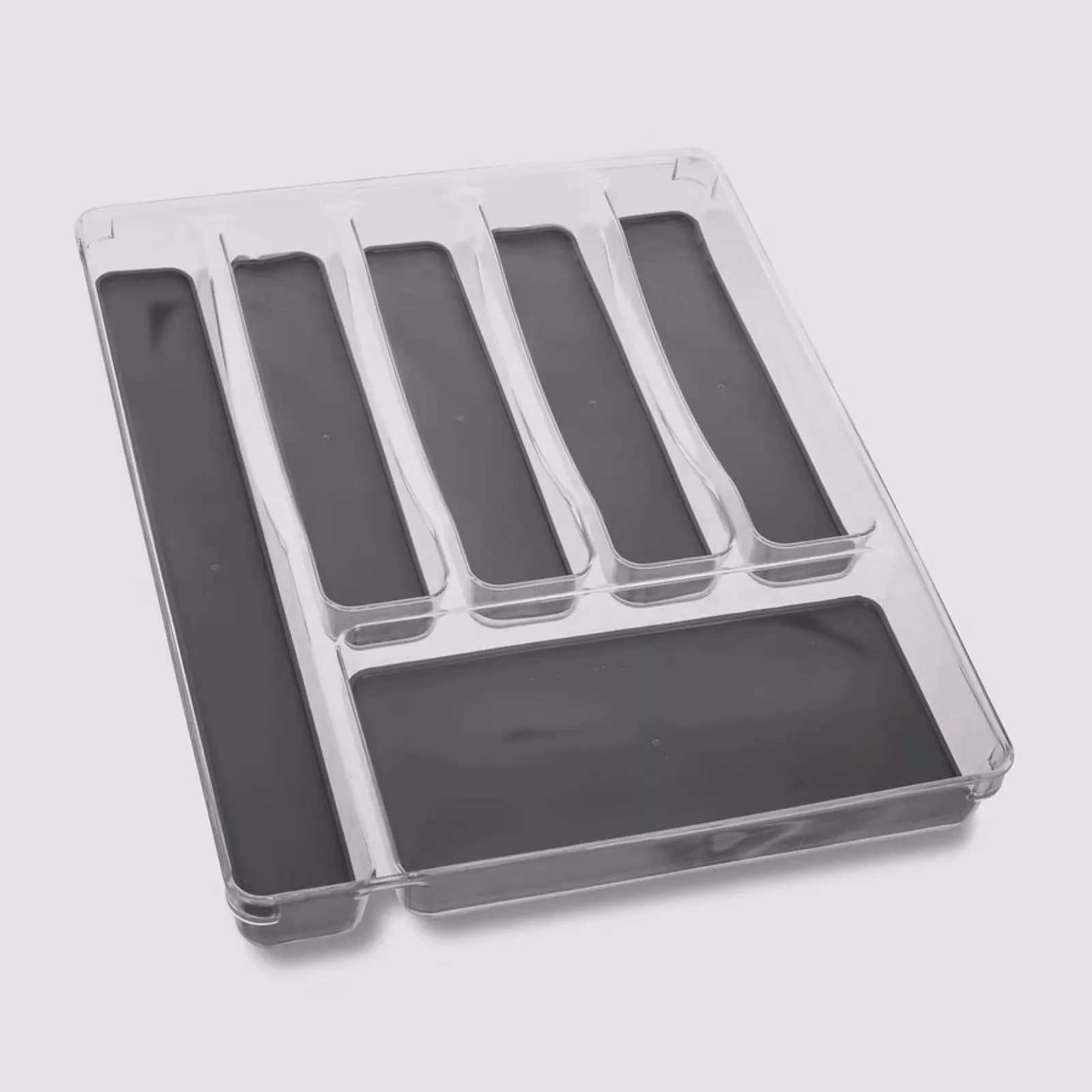 Portaposate per cassetto 40x32 cm trasparente e fondo antiscivolo grigio