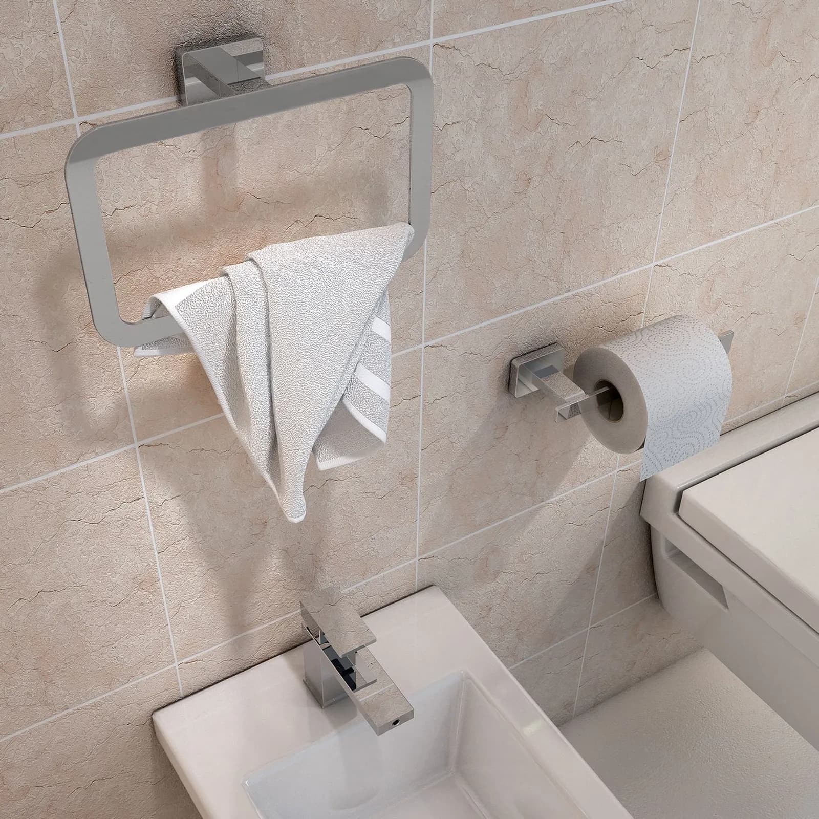 Portarotolo coperto a muro in acciaio inox e cromall cromo - Atena di Gedy