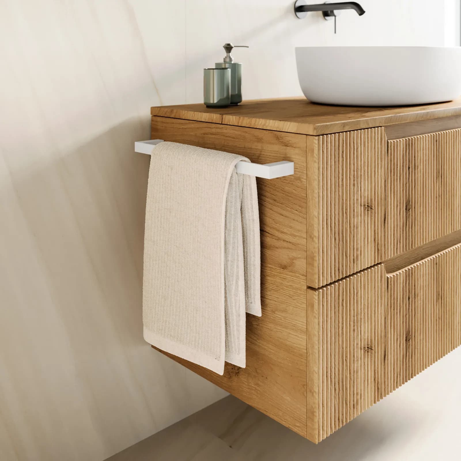 Portasalviette per mobile bagno 38 cm in alluminio bianco - Arya