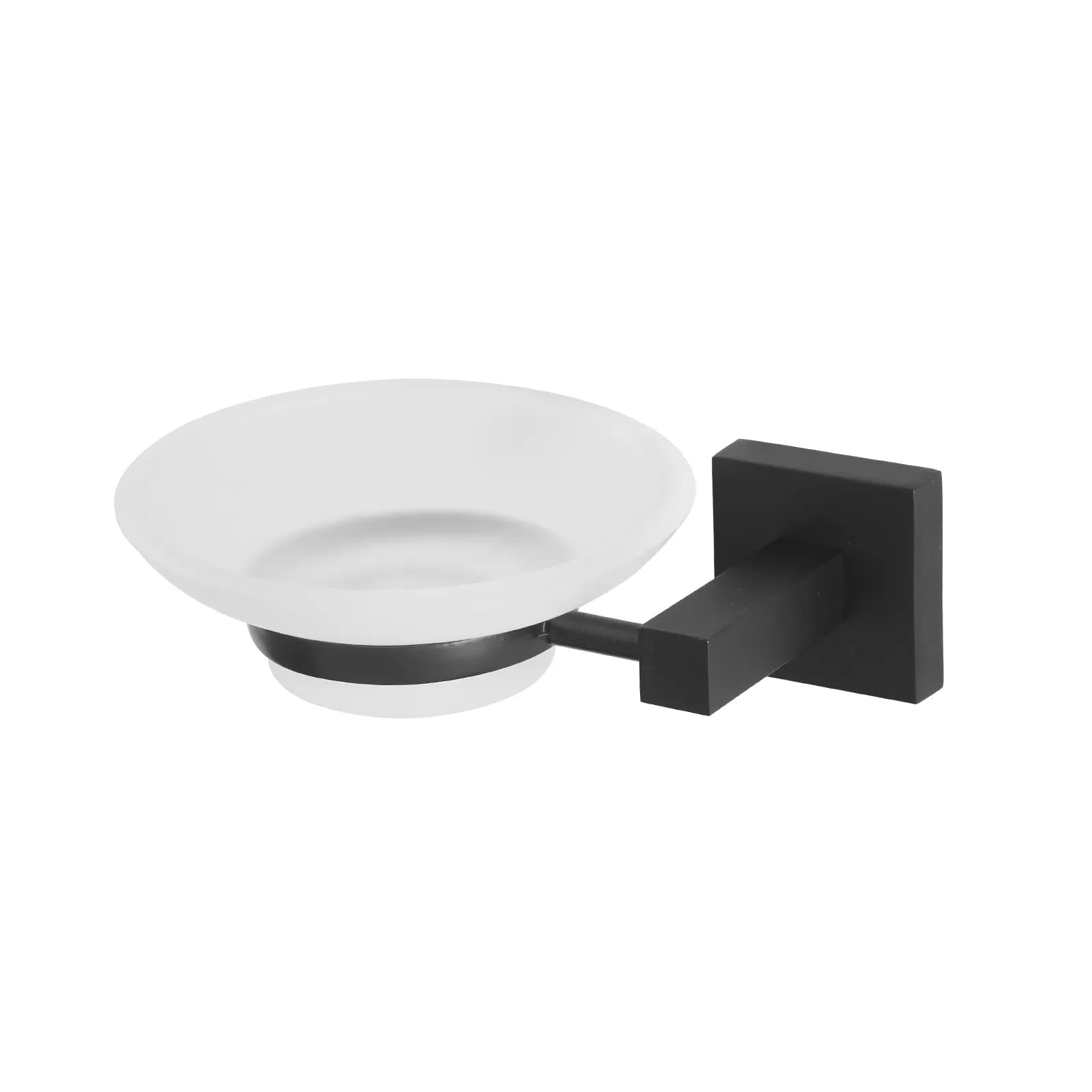 Portasapone a muro in metallo nero e vetro satinato - Clover