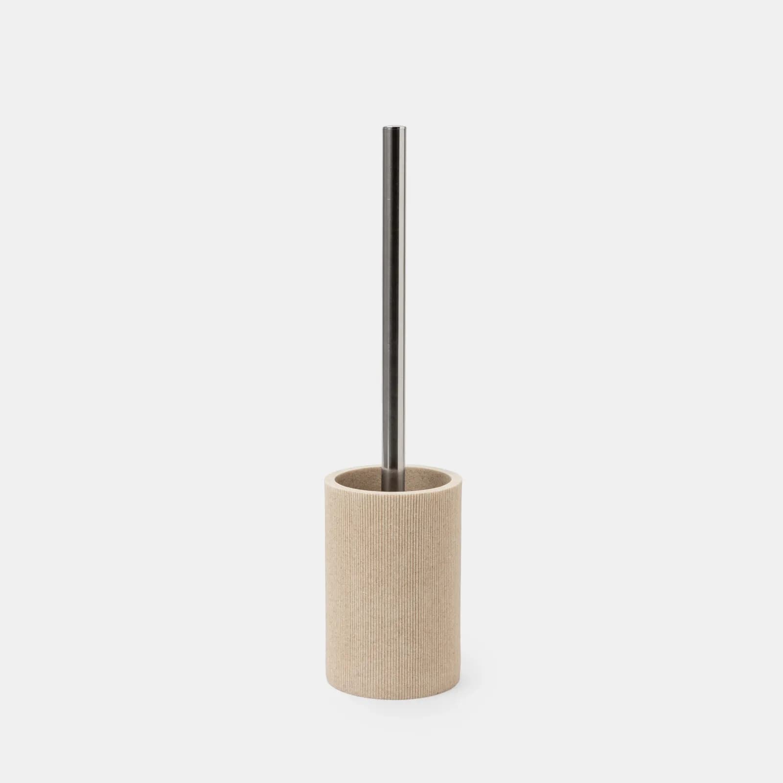 Portascopino d'appoggio beige effetto pietra rigato - Oratio