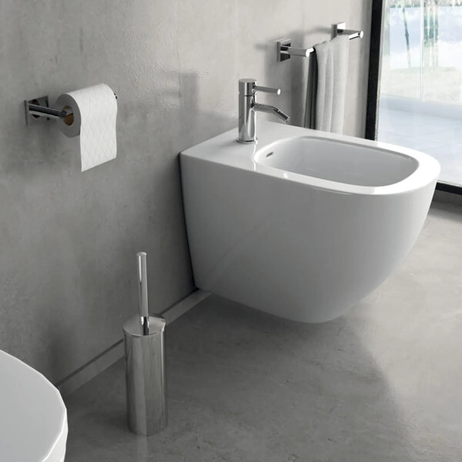 Portascopino d'appoggio in acciaio inox cromo - Fuji di Gedy