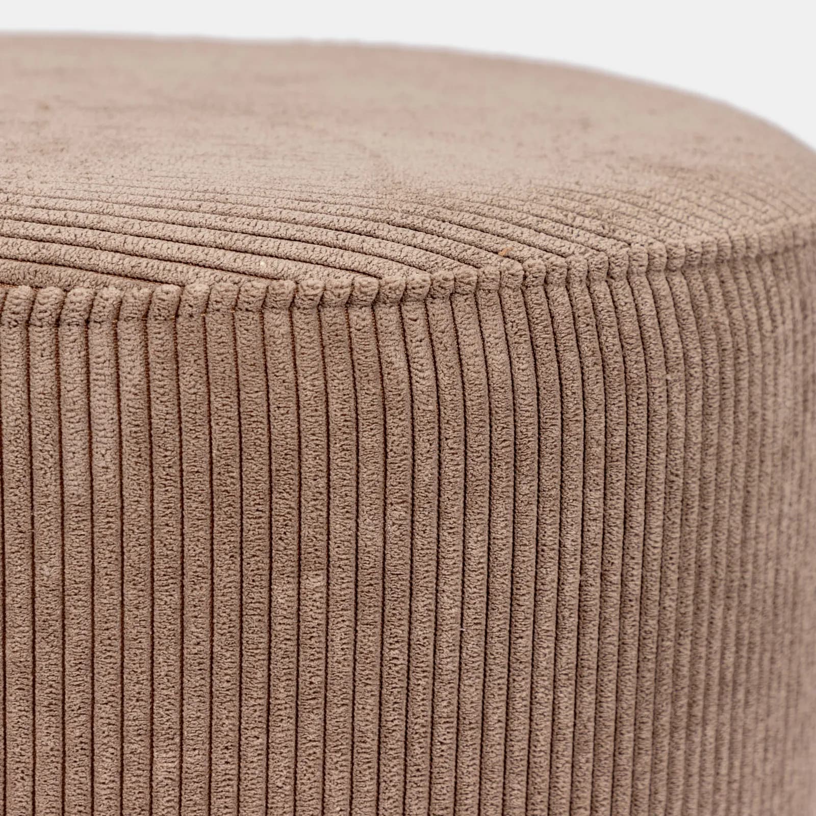 Pouf rotondo 35x42h cm in velluto a coste tortora e base oro - Divo