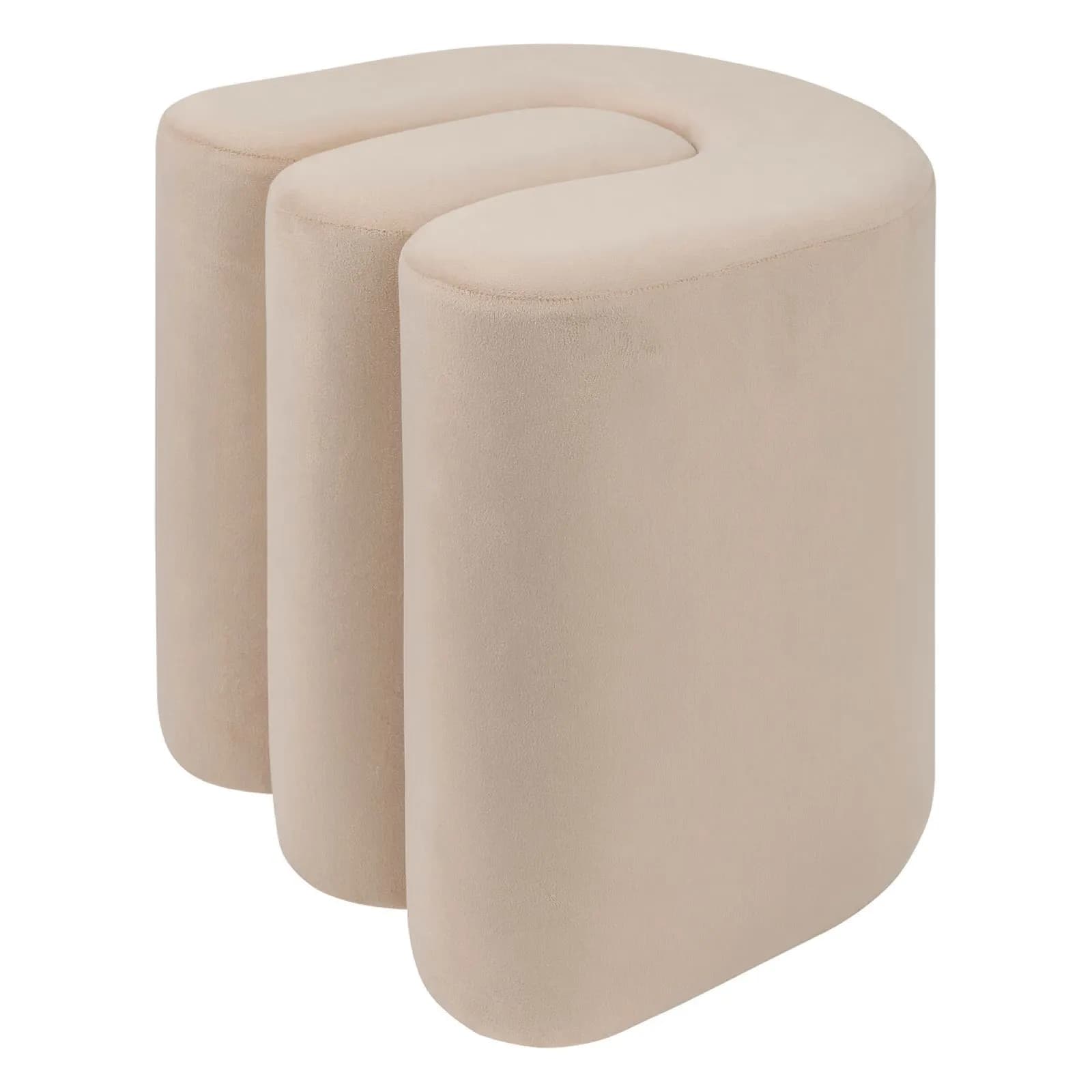 Pouf 40x40 cm in velluto beige - Perla