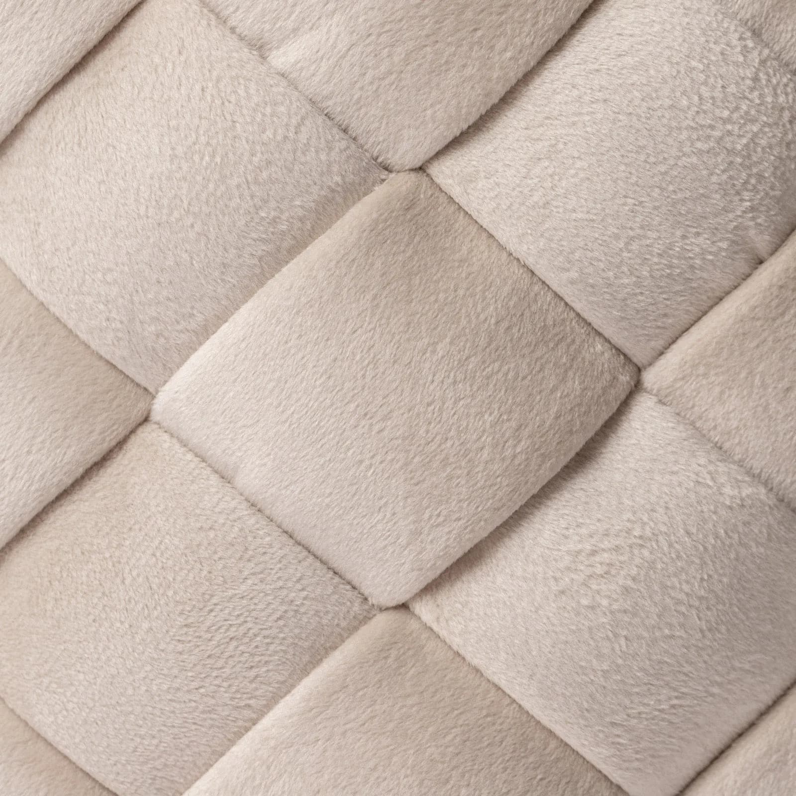 Pouf contenitore 38 cm in velluto intrecciato crema - Josiah