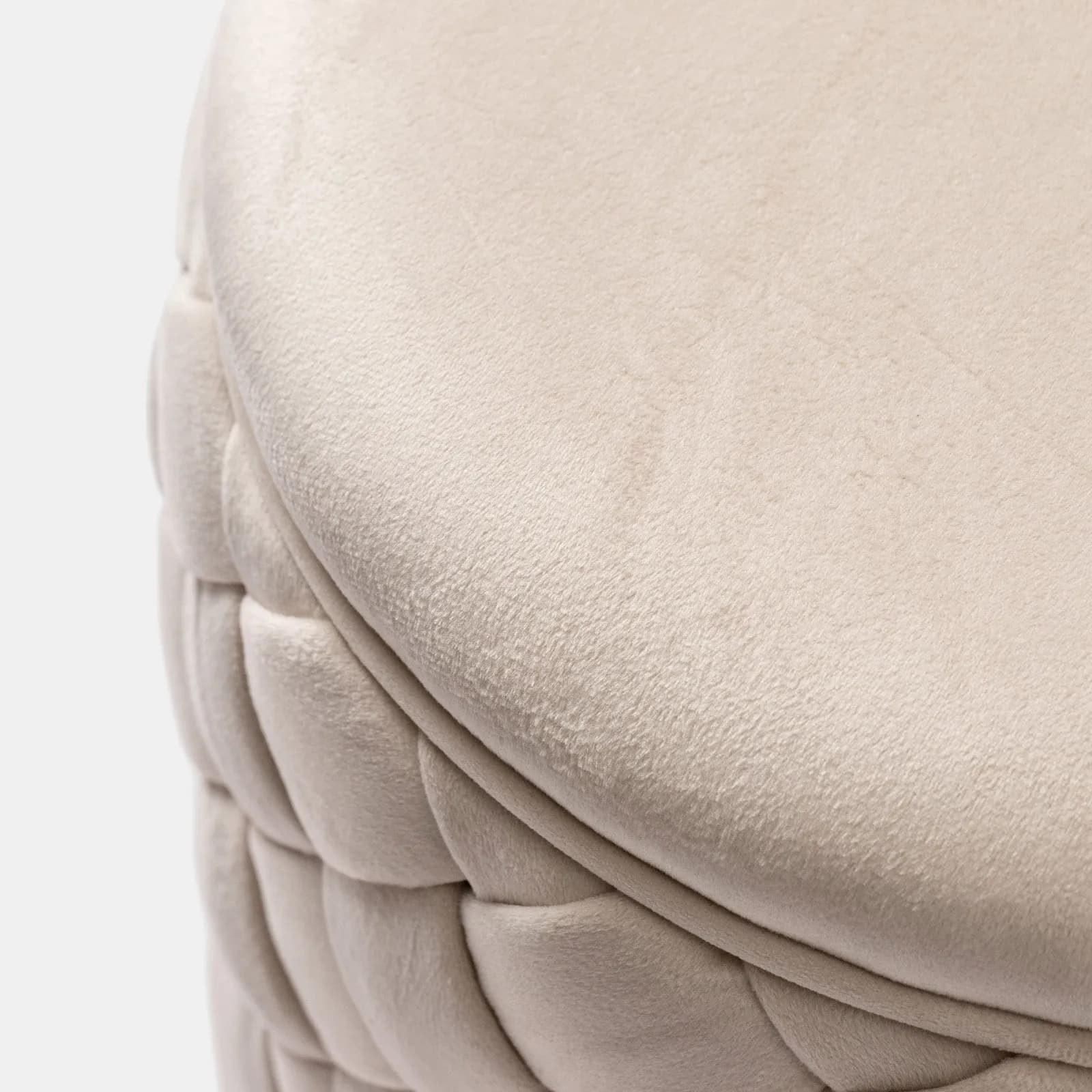 Pouf contenitore 38 cm in velluto intrecciato crema - Josiah