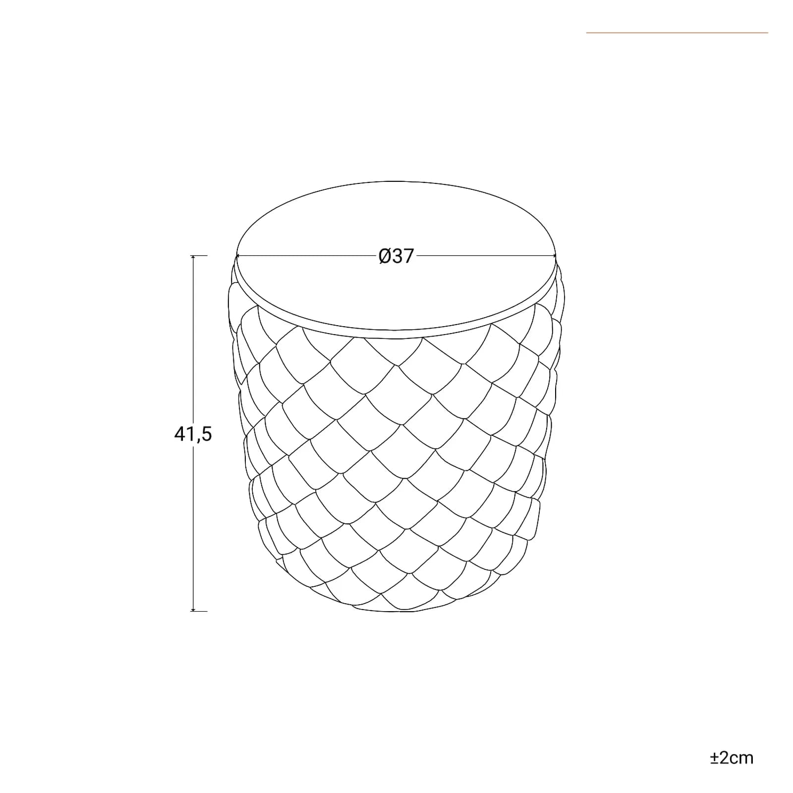 Pouf contenitore 38 cm in velluto intrecciato crema - Josiah