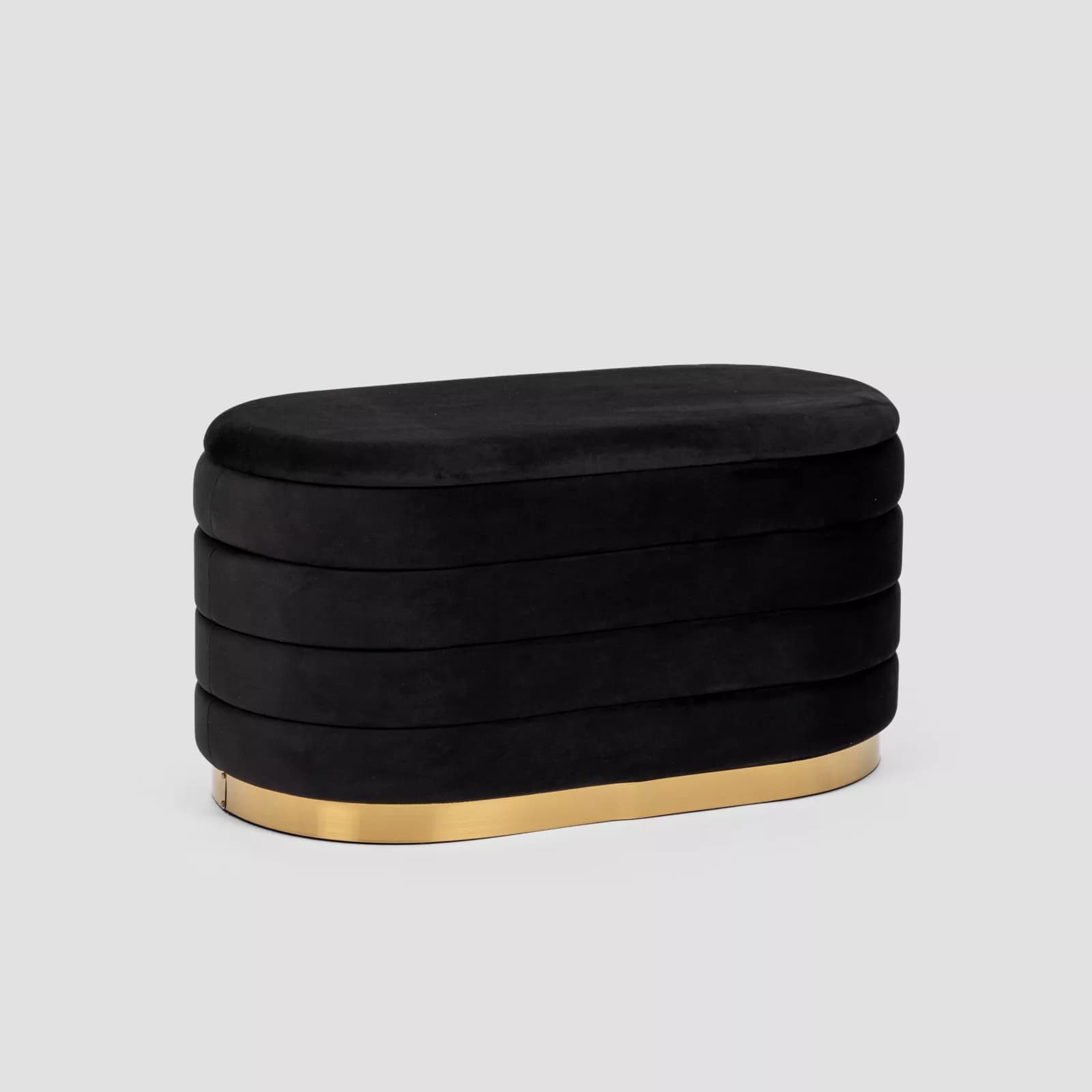 Panca contenitore 80x42 cm in velluto nero - Bloom