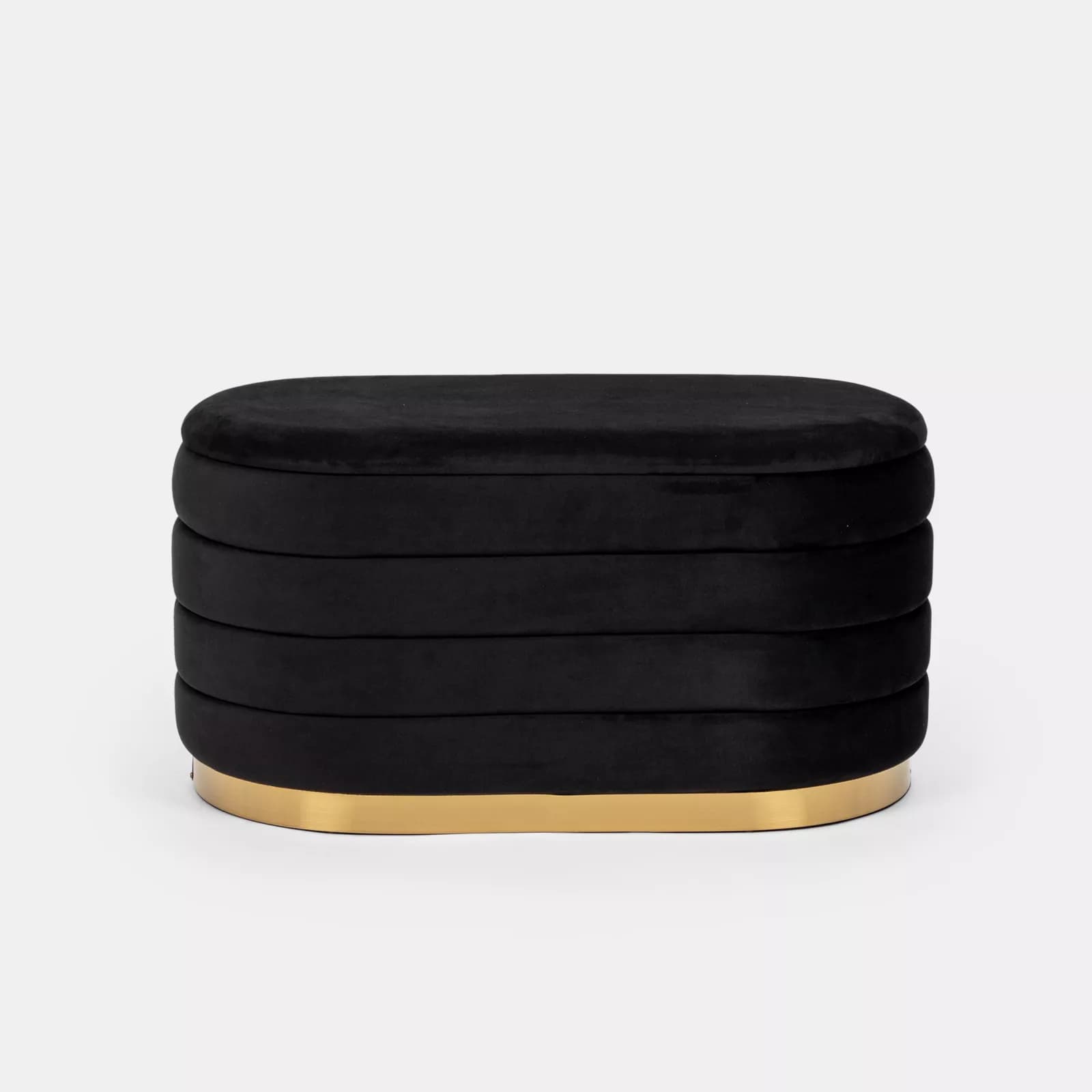 Panca contenitore 80x42 cm in velluto nero - Bloom