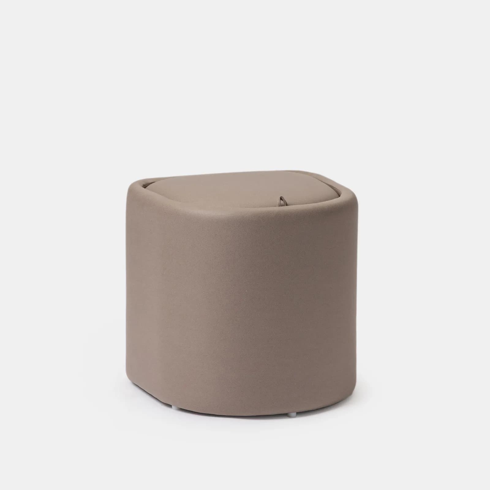 Pouf contenitore con vassoio 42 cm in microfibra tortora - Cohen
