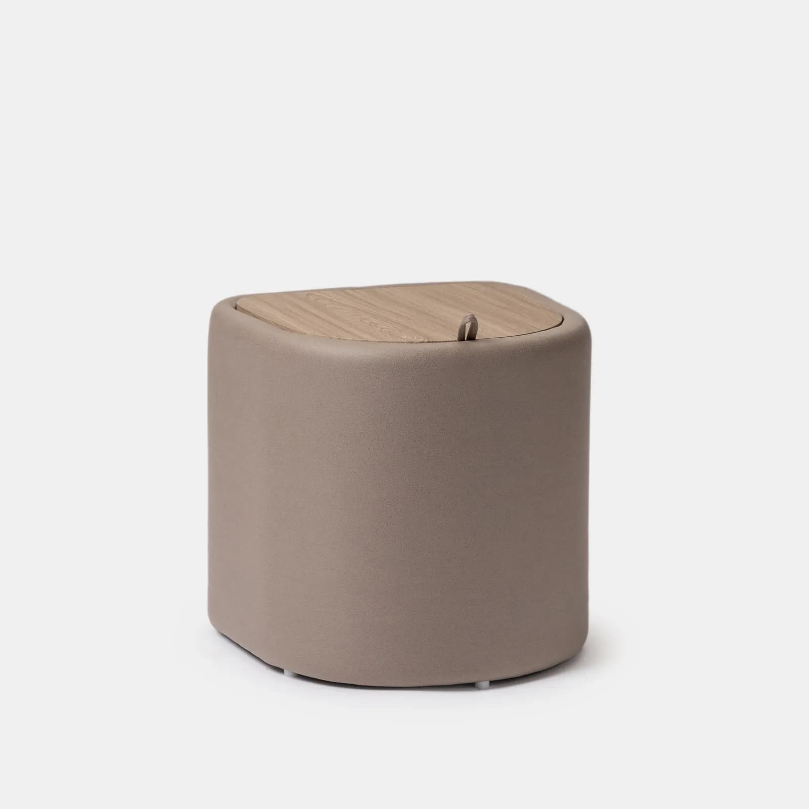Pouf contenitore con vassoio 42 cm in microfibra tortora - Cohen