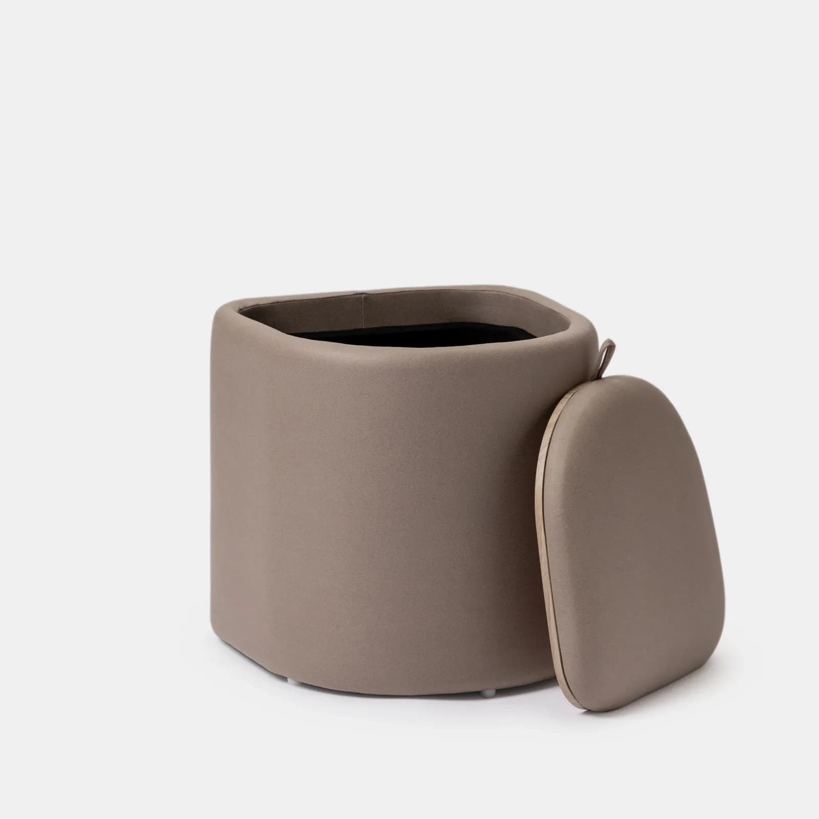 Pouf contenitore con vassoio 42 cm in microfibra tortora - Cohen