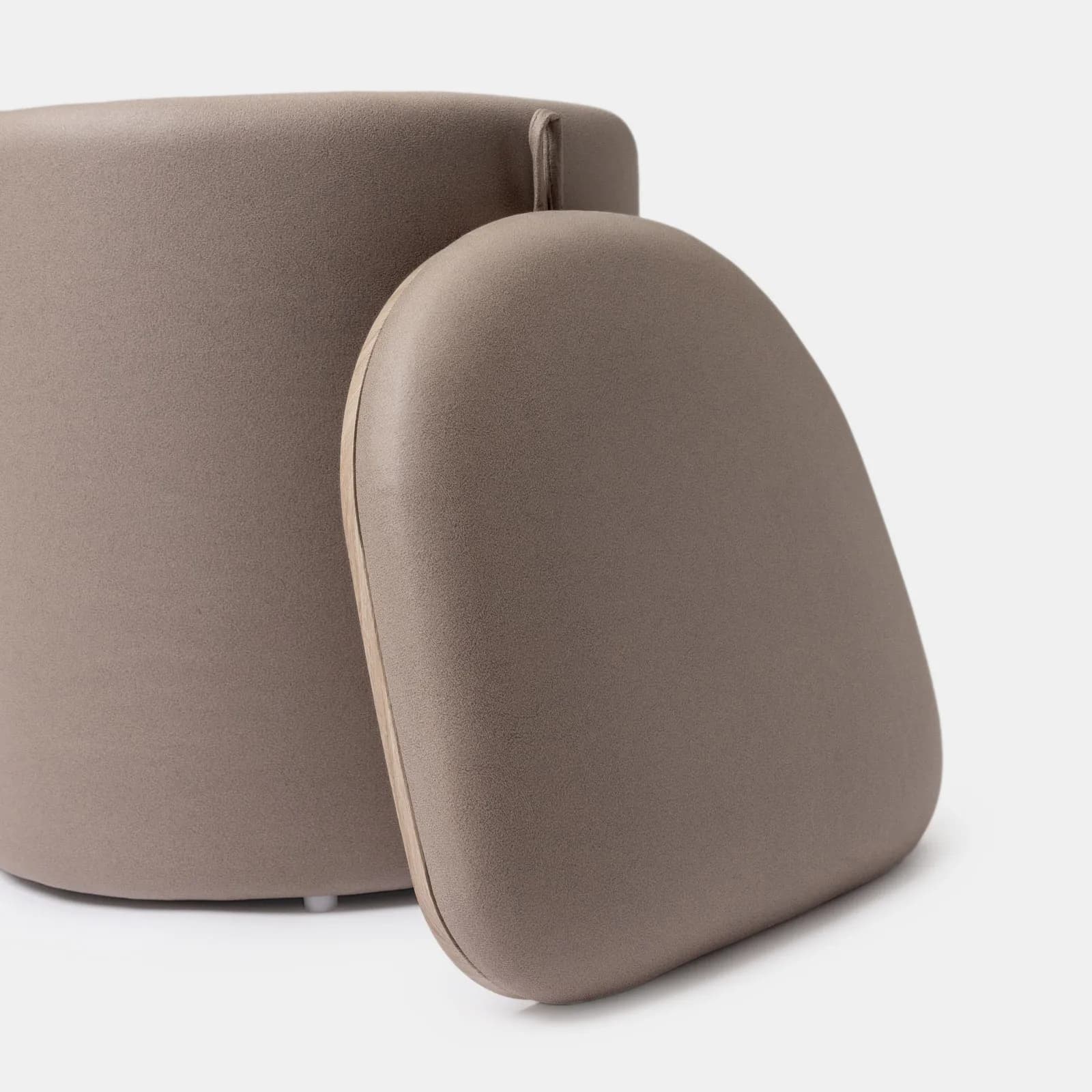 Pouf contenitore con vassoio 42 cm in microfibra tortora - Cohen