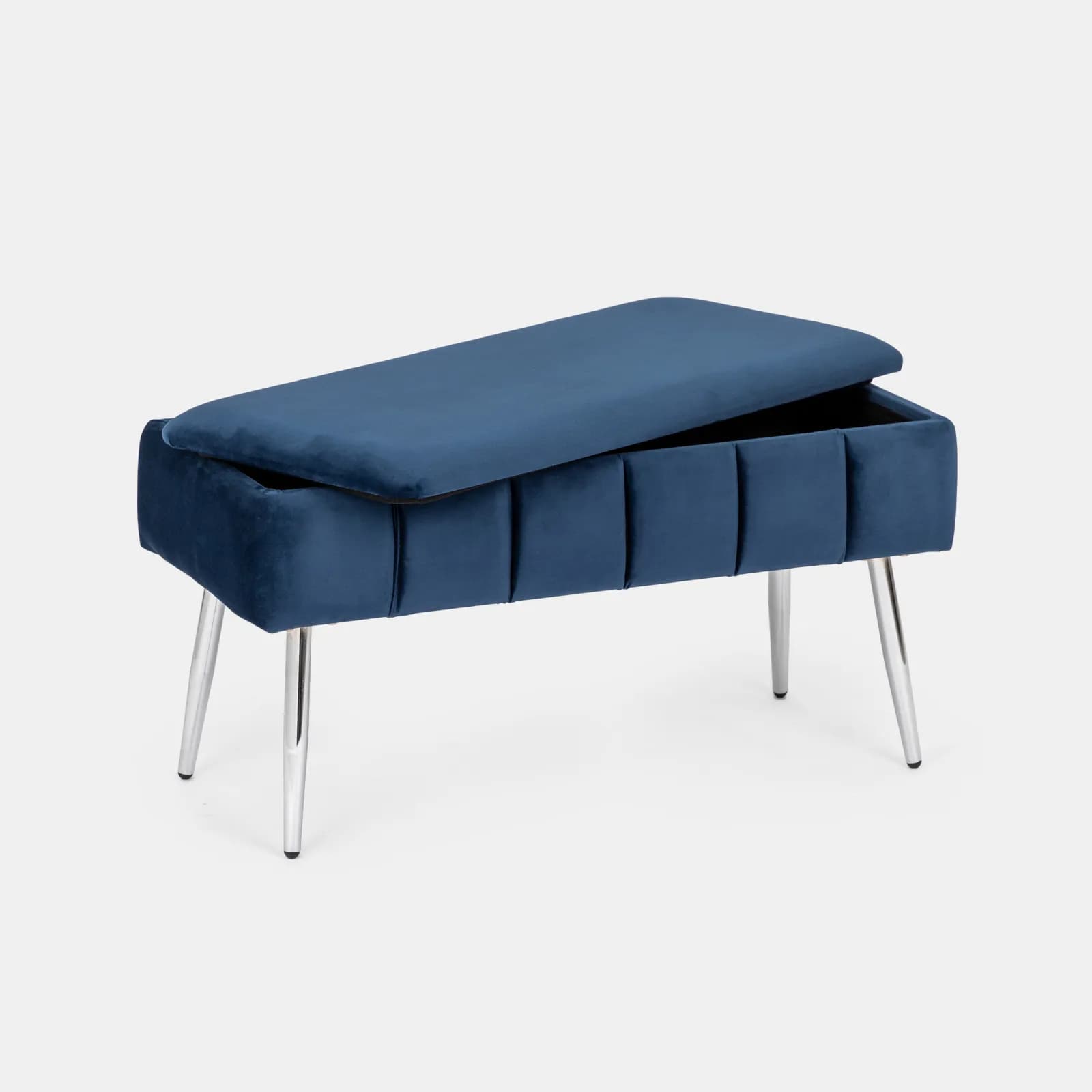 Panca contenitore 79,5 cm in velluto blu notte - Cortys