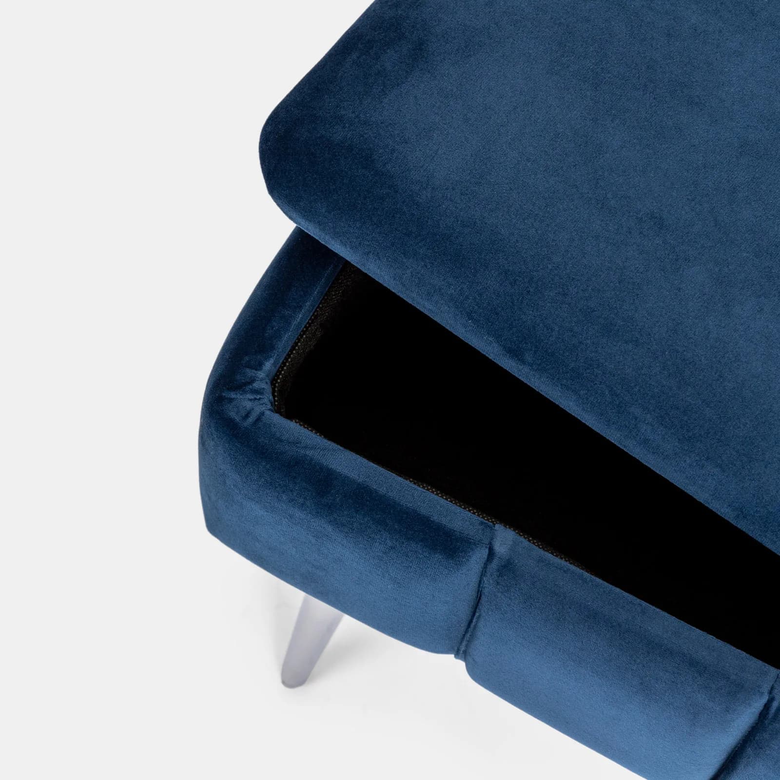 Panca contenitore 79,5 cm in velluto blu notte - Cortys