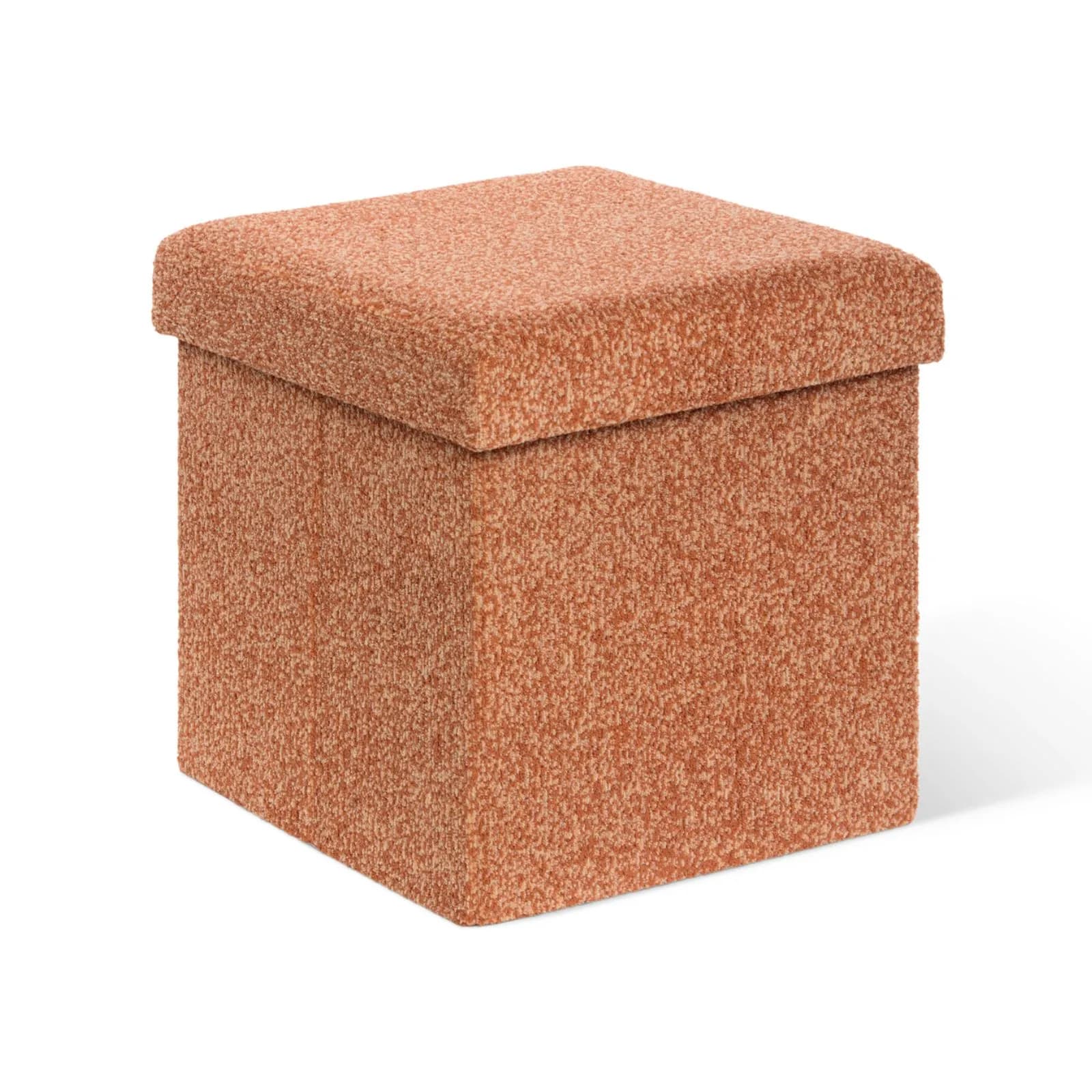 Pouf contenitore pieghevole 38x38 cm in tessuto screziato terracotta - Kaluani