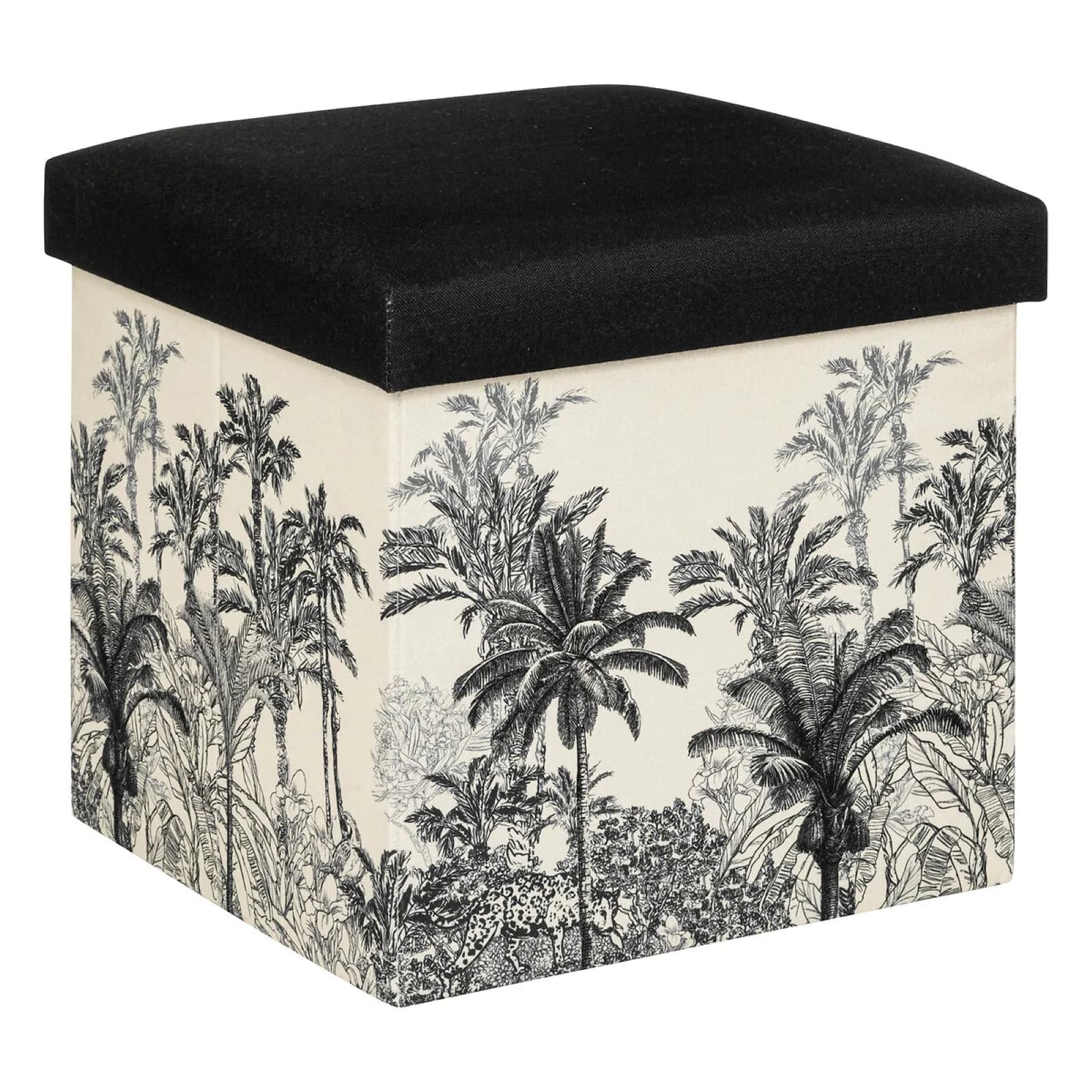 Pouf contenitore pieghevole 39X39 cm in tessuto bianco e nero - Mamba