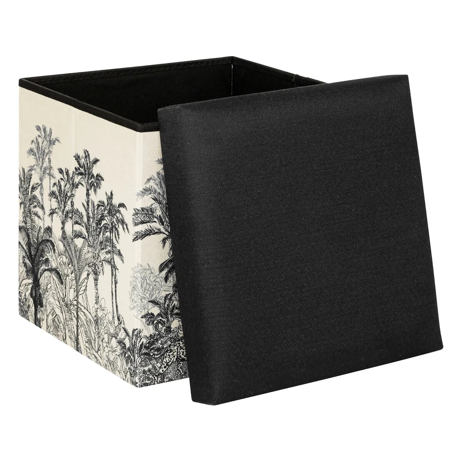 Pouf contenitore pieghevole 39X39 cm in tessuto bianco e nero - Mamba