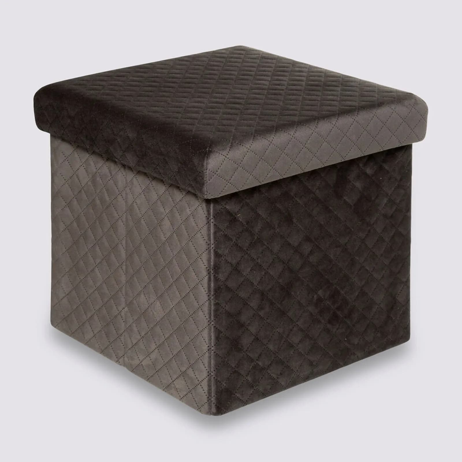 Pouf contenitore quadrato pieghevole 31x31 cm in tessuto grigio - Micra