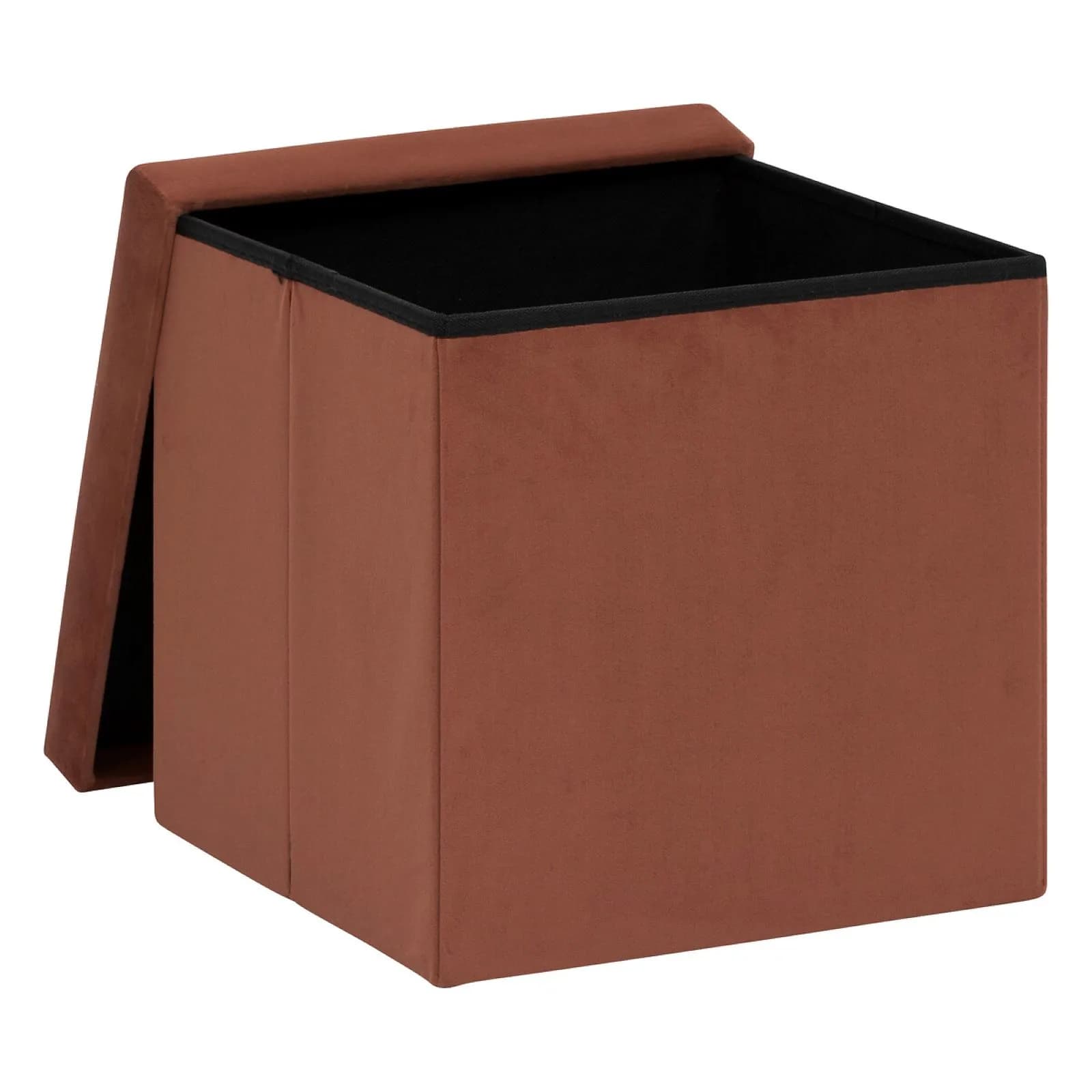 Pouf contenitore quadrato pieghevole 38X38 cm in velluto terracotta - Rilay
