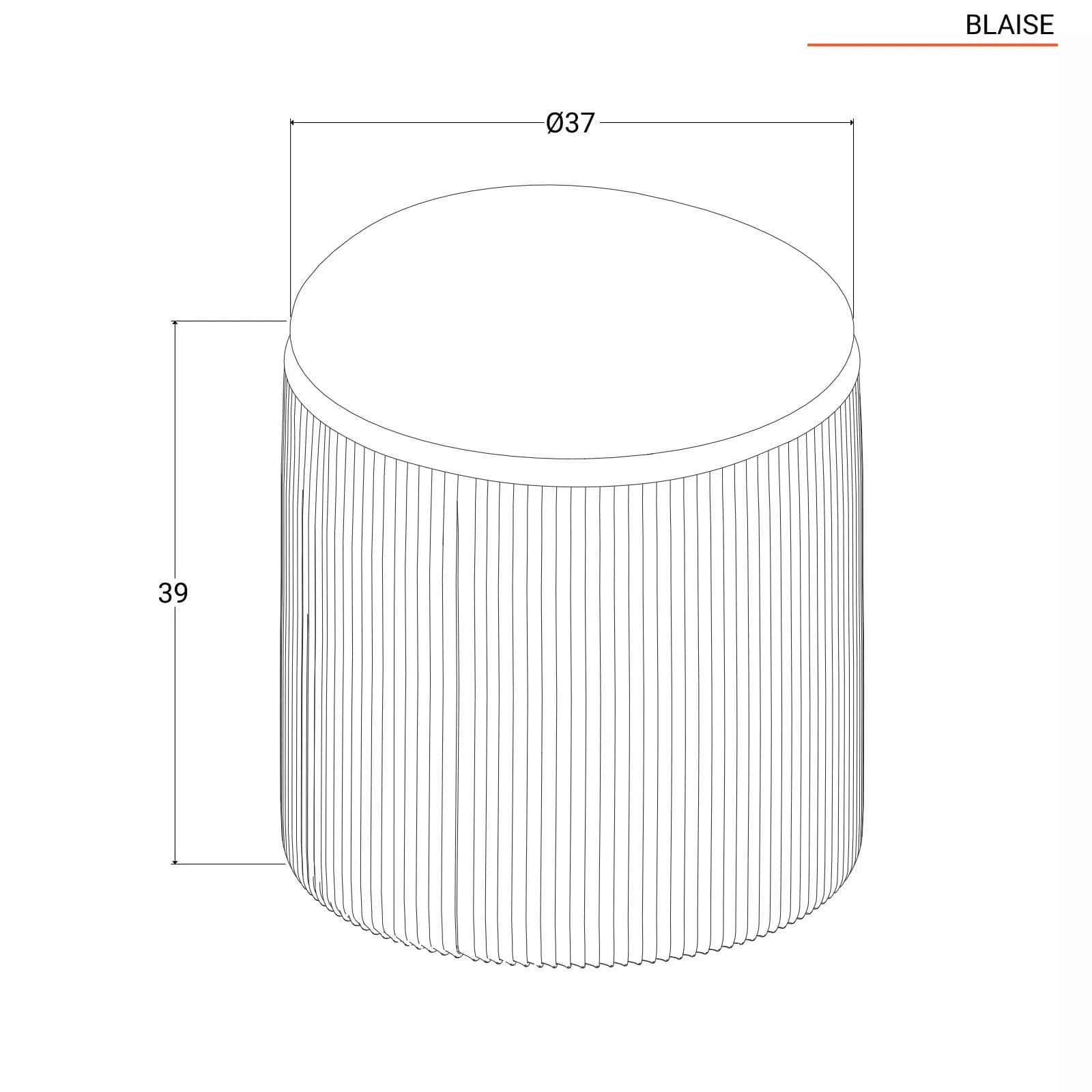 Pouf contenitore rotondo 37 cm in velluto grigio - Blaise