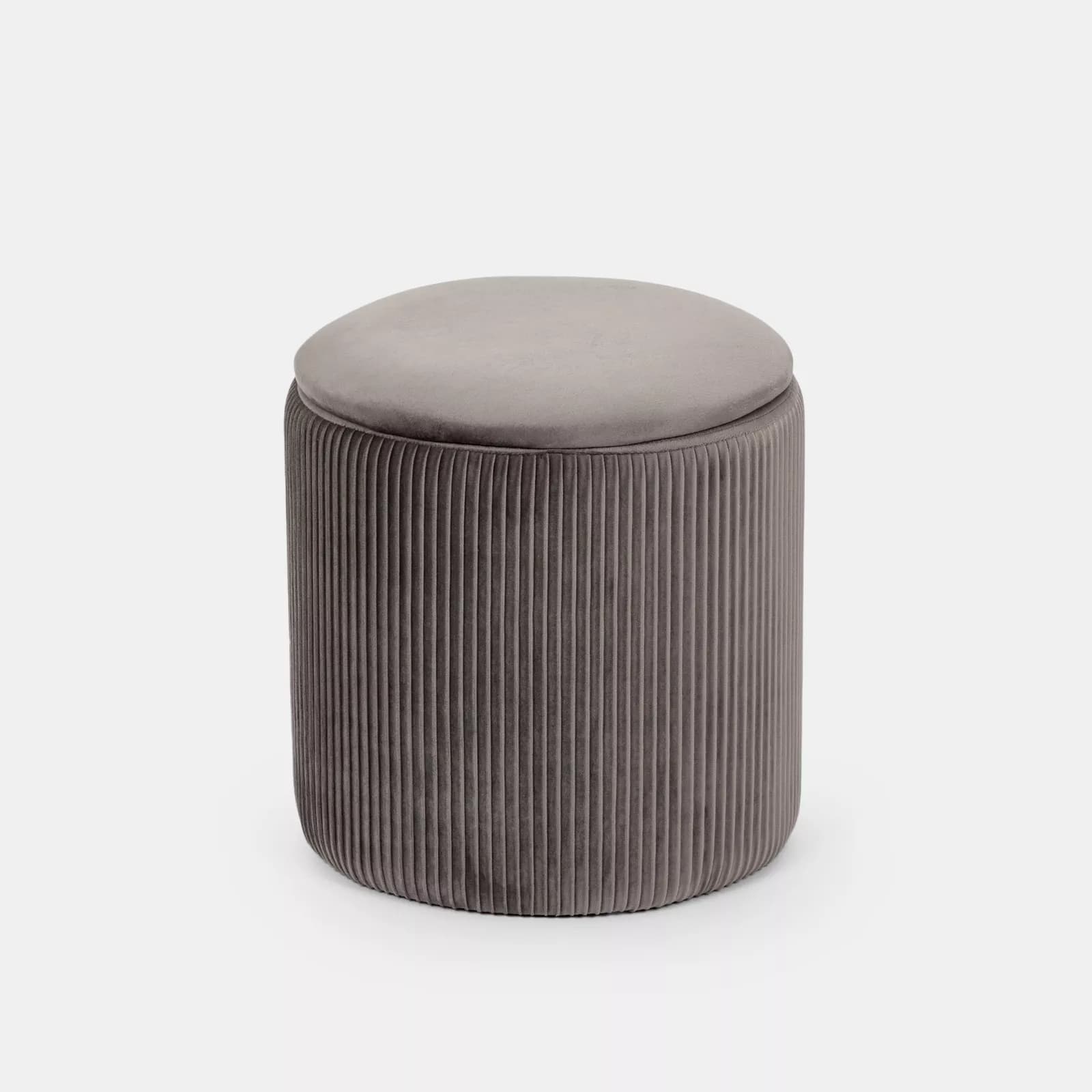 Pouf contenitore rotondo 37 cm in velluto grigio - Blaise