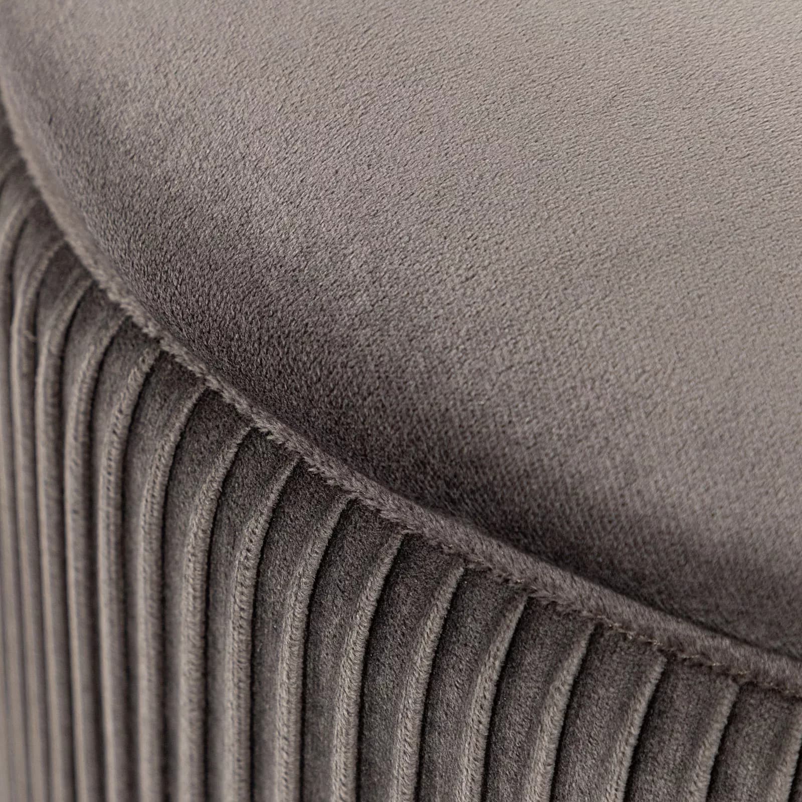 Pouf contenitore rotondo 37 cm in velluto grigio - Blaise