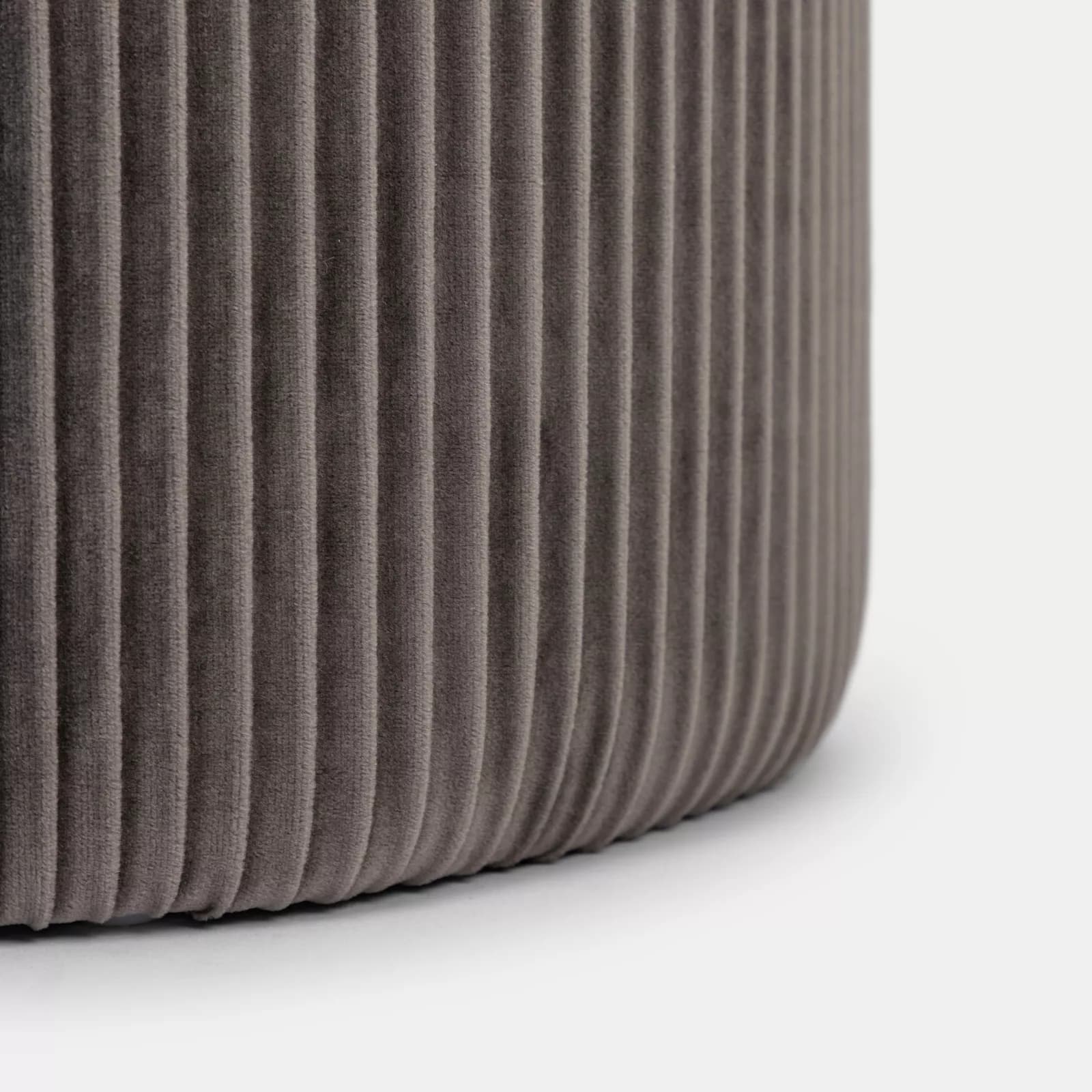 Pouf contenitore rotondo 37 cm in velluto grigio - Blaise
