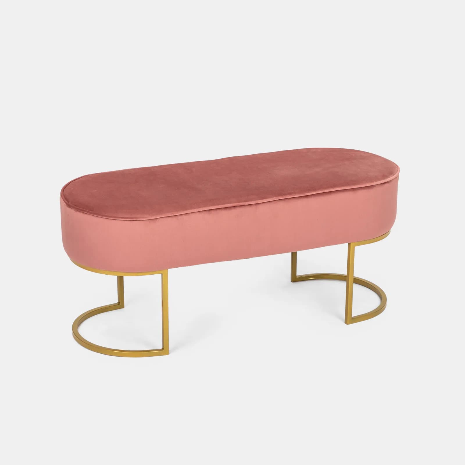 Panca 100 cm in velluto rosa con gambe dorate - Alisander