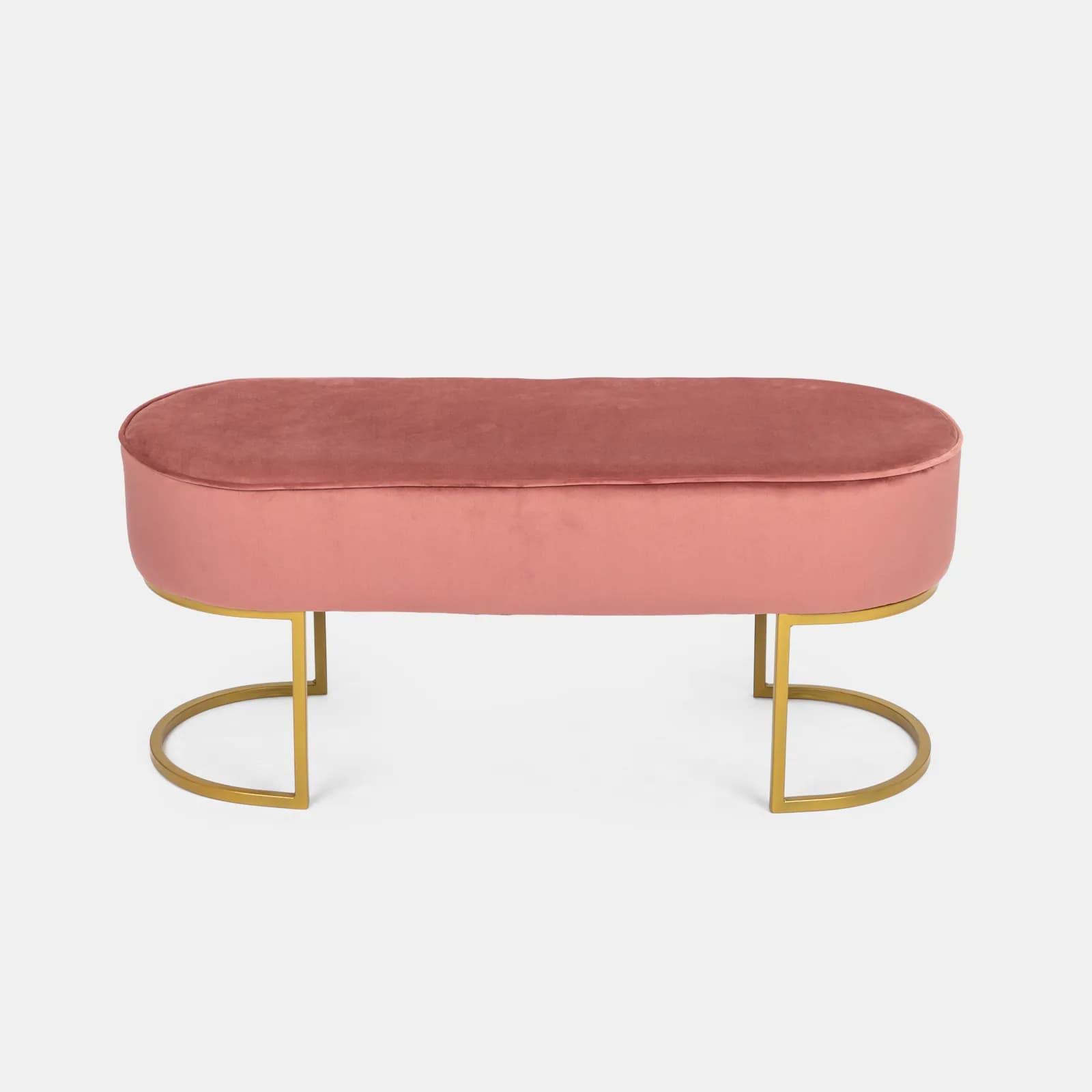 Panca 100 cm in velluto rosa con gambe dorate - Alisander