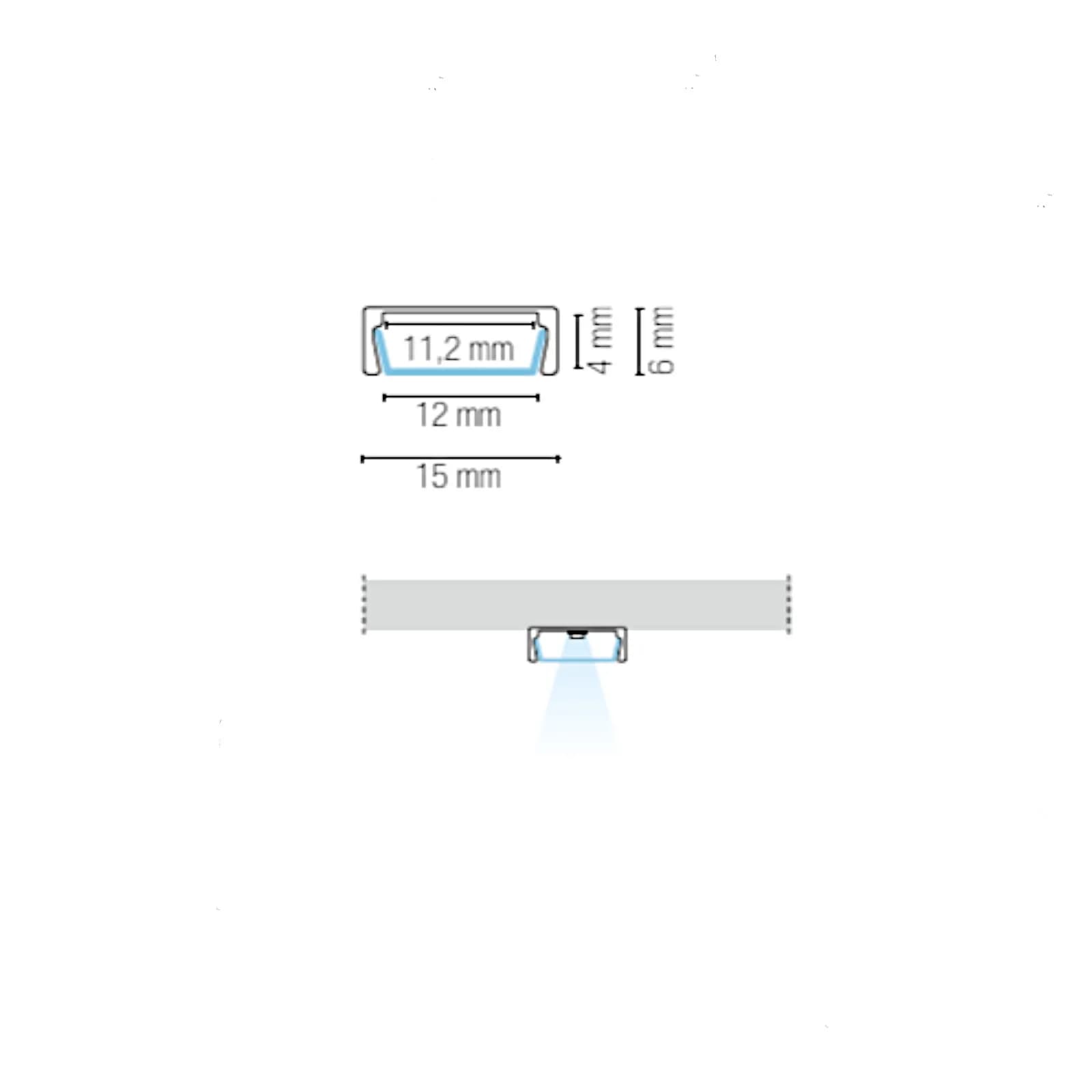 Profilo installazione a superficie 100x1,2 cm in alluminio silver con diffusore opale - Syro