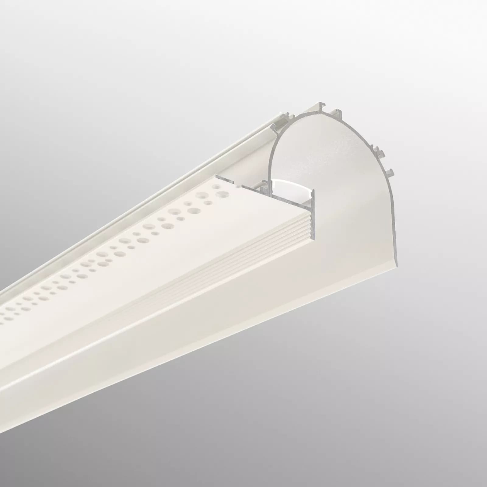 Profilo a veletta 200x9,5 cm in alluminio bianco con diffusore opale - Golly