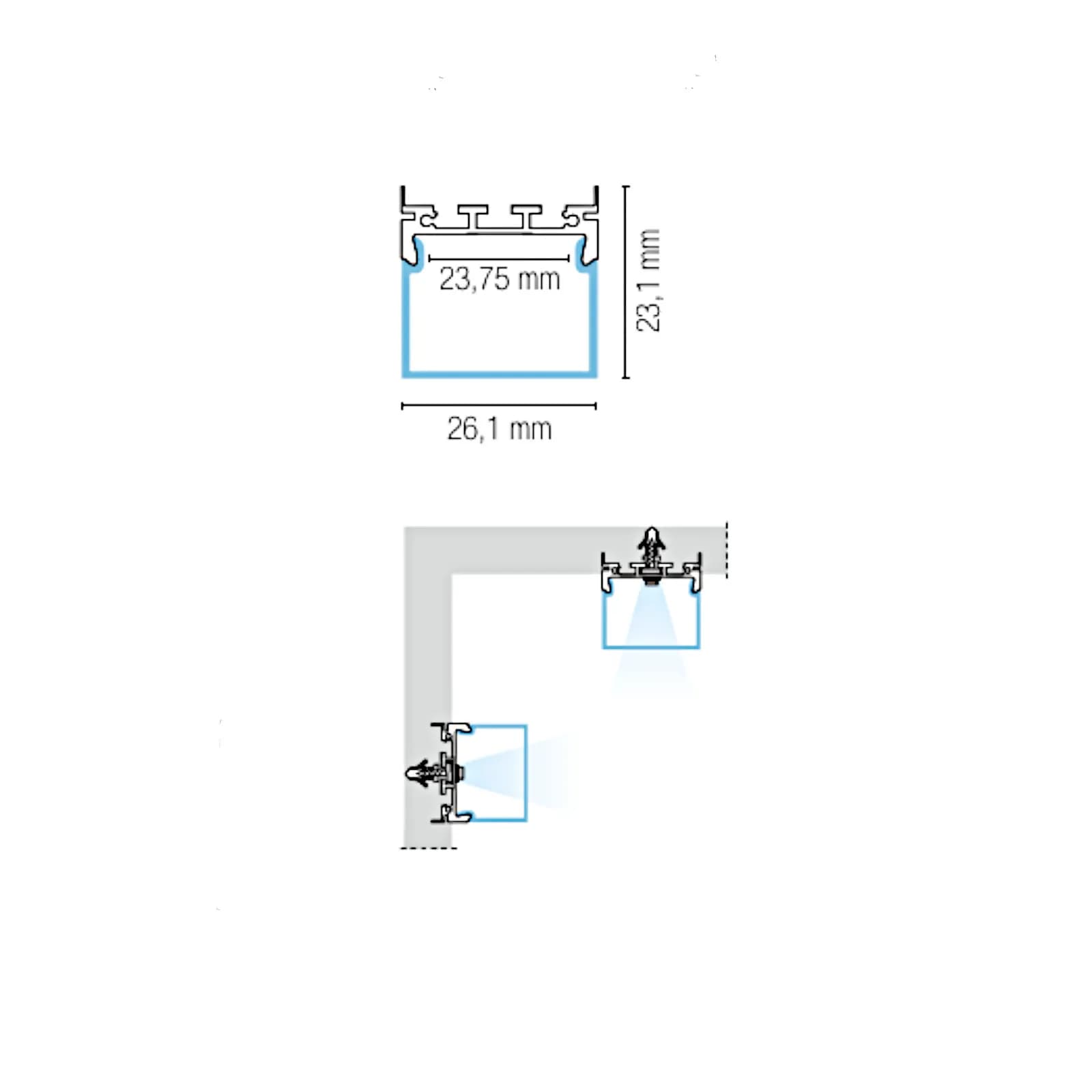 Profilo squadrato 200x2,7 cm in alluminio silver - Laky