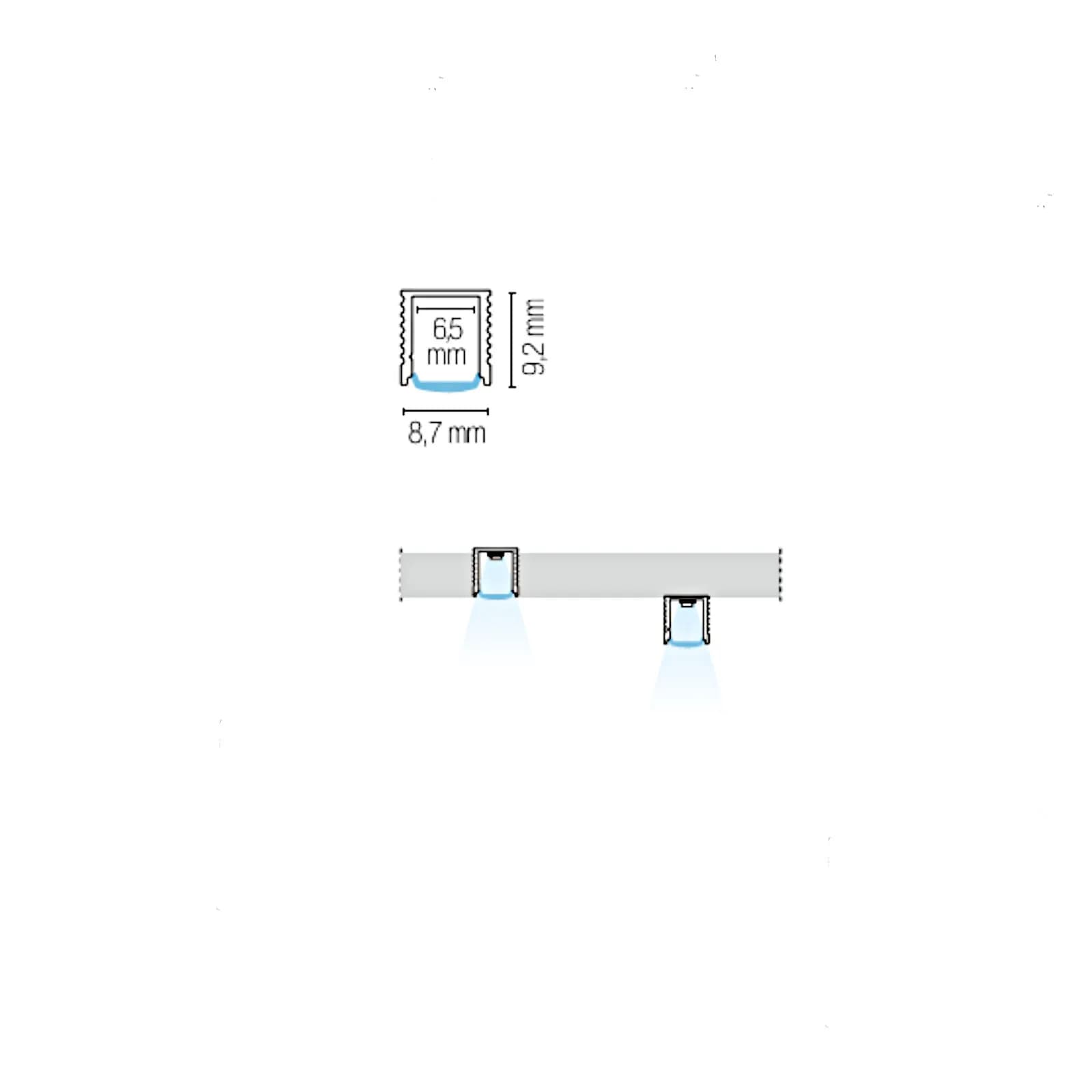 Profilo a rapido fissaggio 200x0,8 m in alluminio silver ad incasso o superficie - Menga