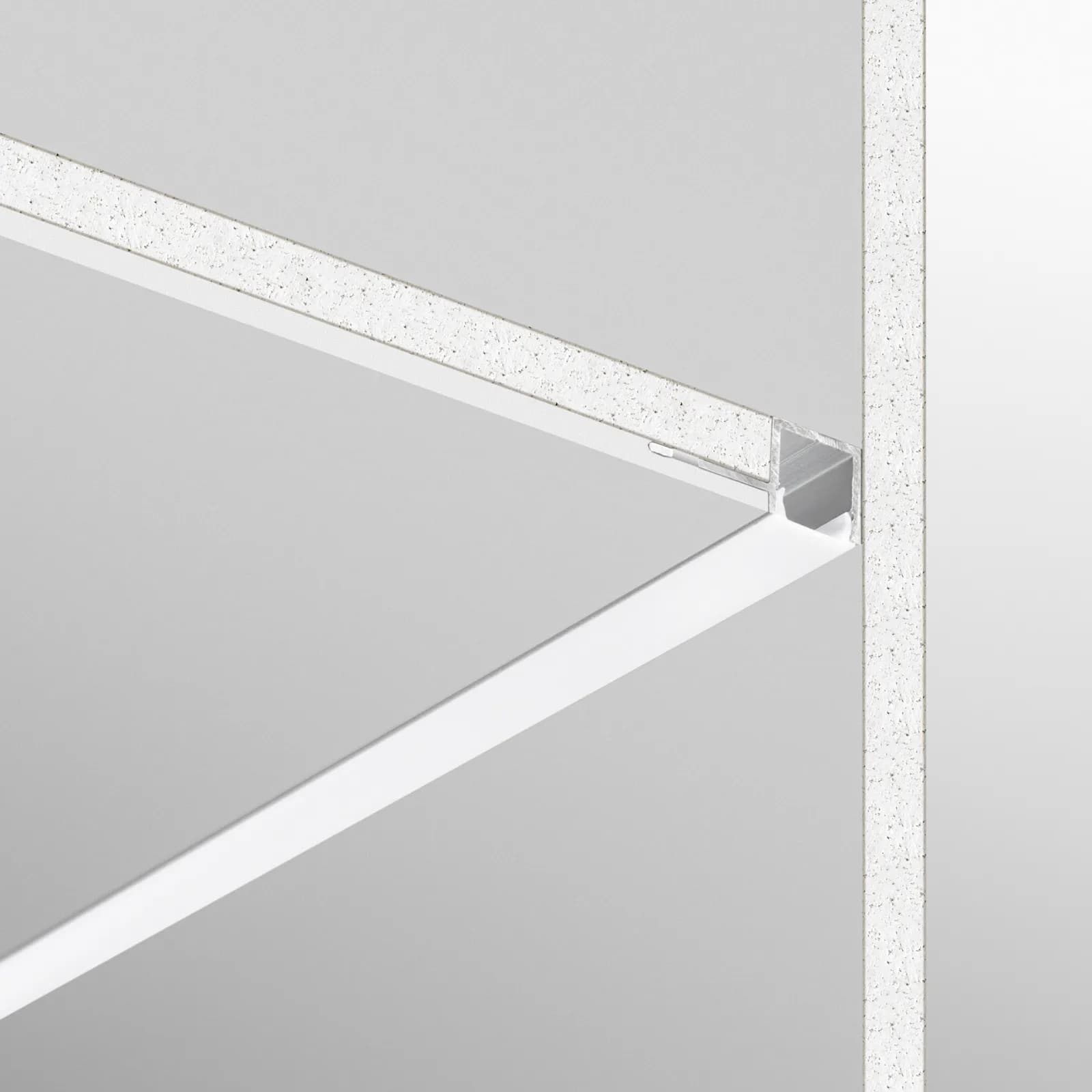 Profilo a rapido fissaggio 200x1,2 cm in alluminio silver diffusore opale - Laterally