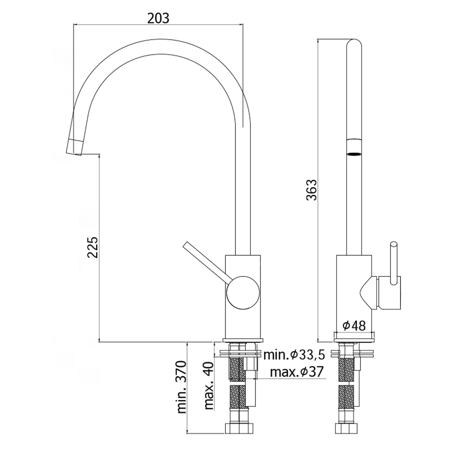 Miscelatore lavello canna tubo orientabile cromato - Light di Paffoni