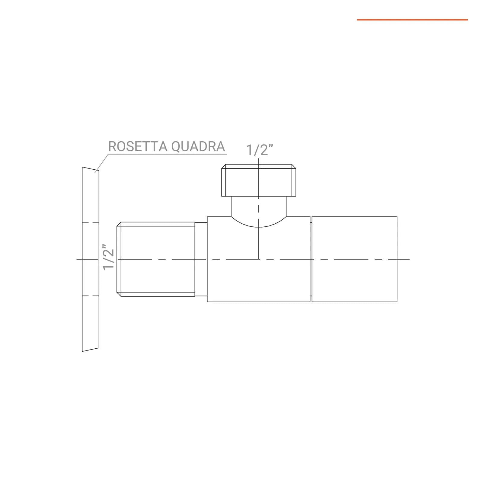 Rubinetto sottolavabo squadrato con cartuccia ceramica cromato 1/2'' x 1/2''