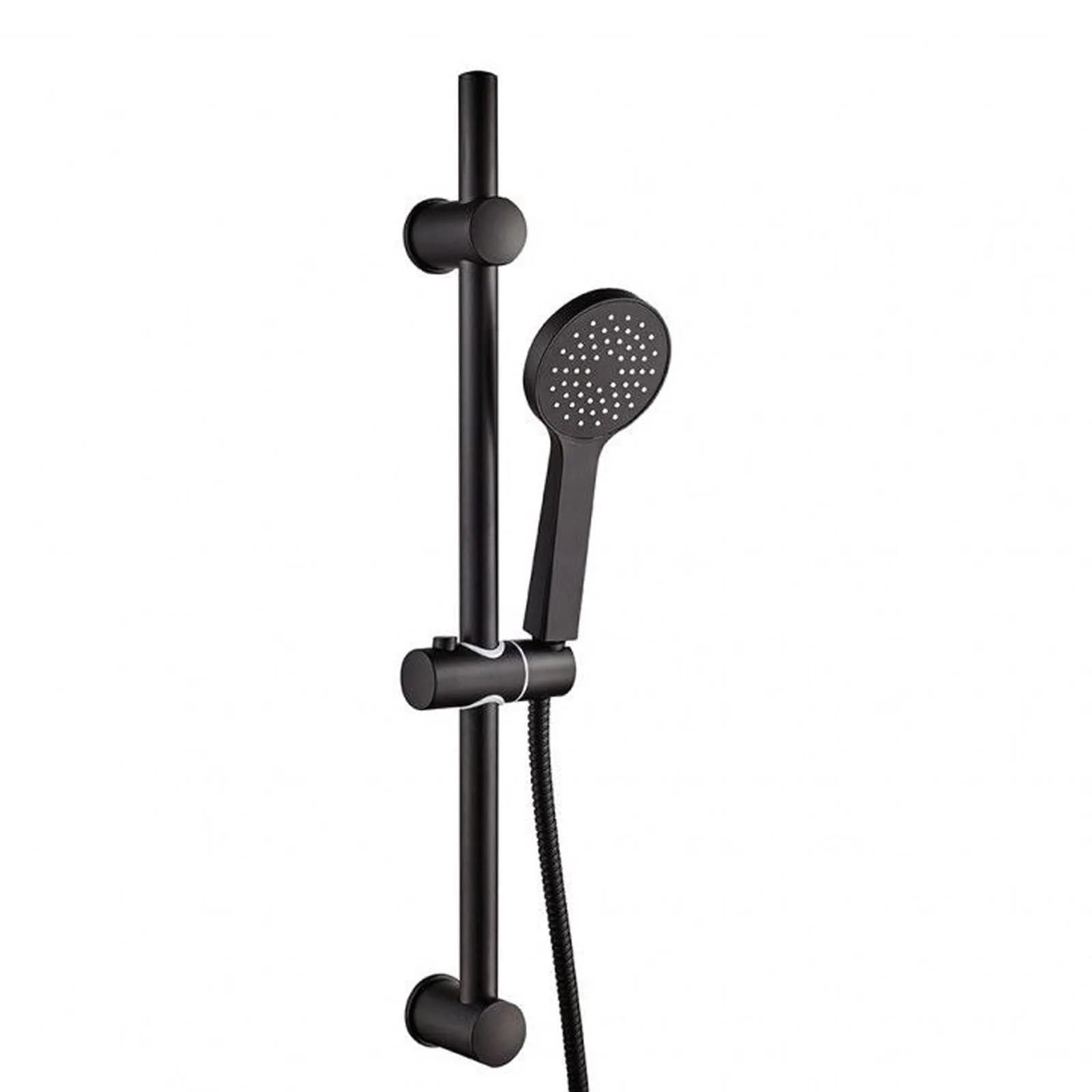 Saliscendi anticalcare con doccino nero opaco per doccia 70 cm - Lagos