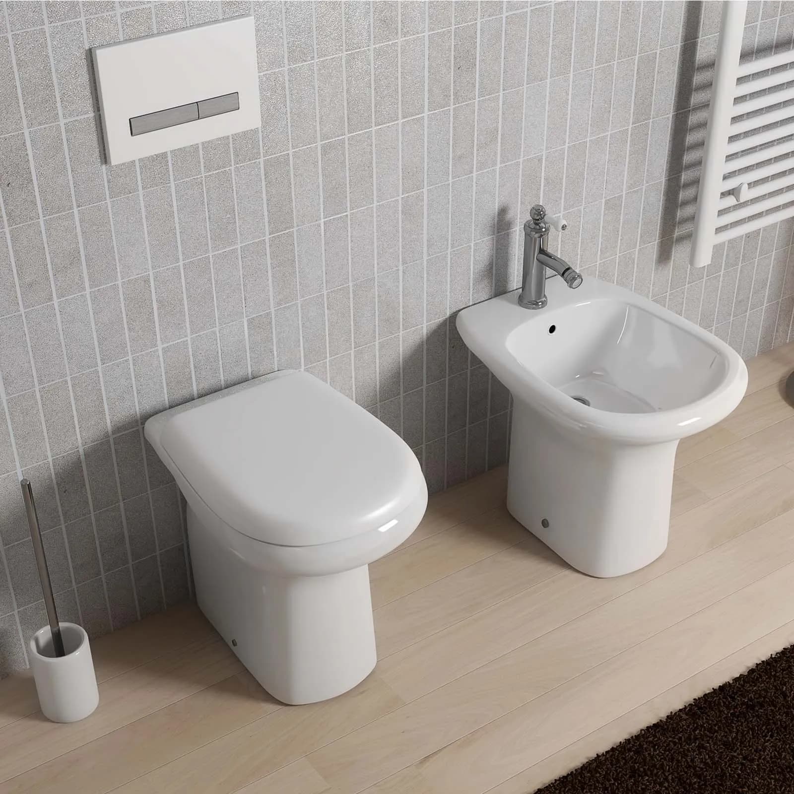 Sanitari a terra in ceramica arredo bagno wc bidet e copriwc - Shira