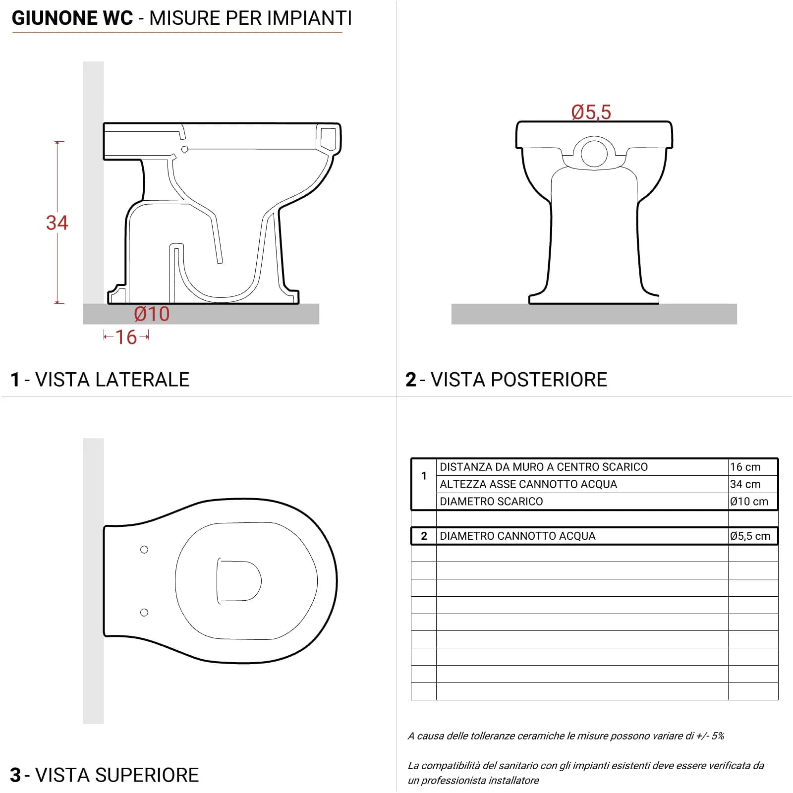 Sanitari classici bagno completo wc bidet e lavabo con colonna Azzurra Giunone
