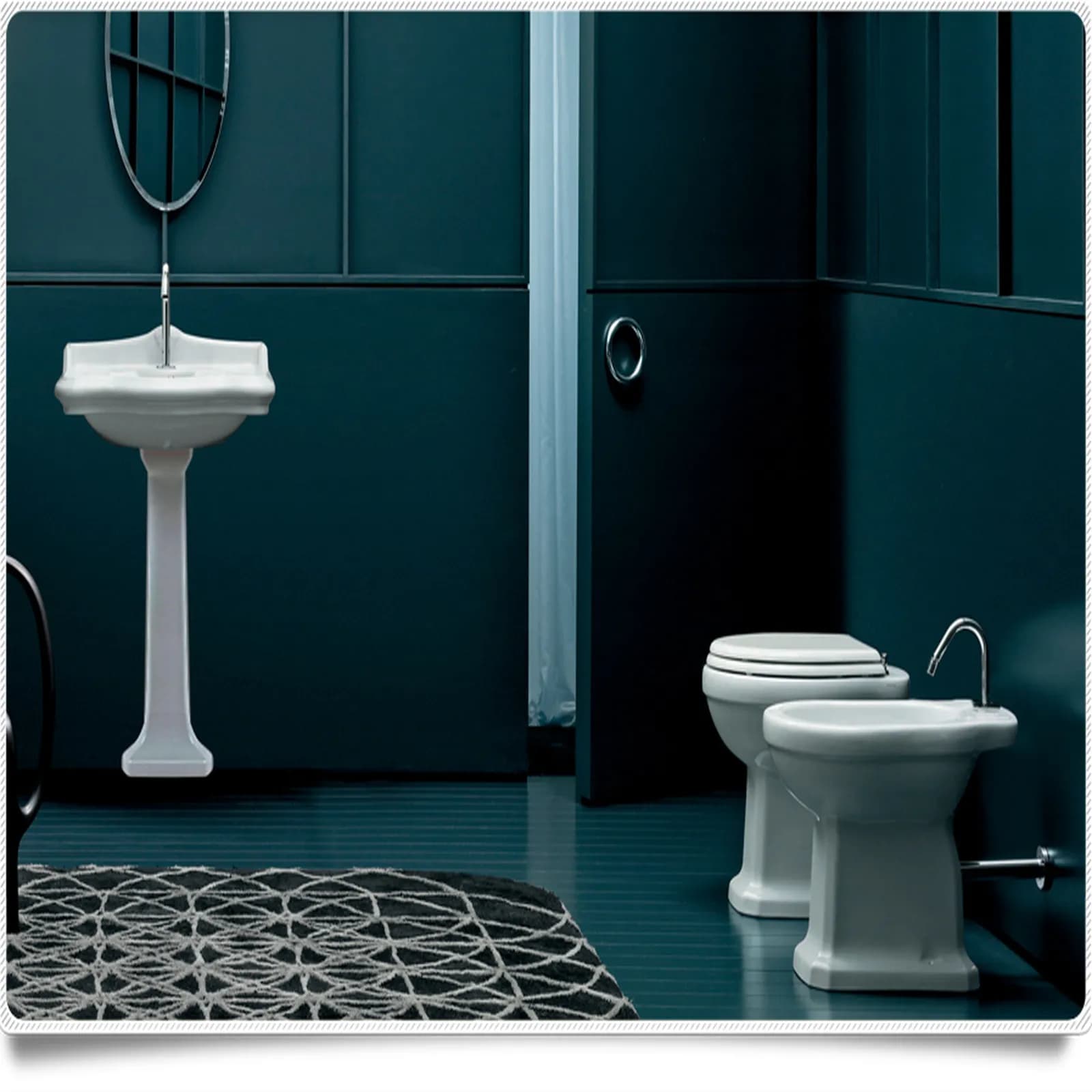 Sanitari classici bagno completo wc bidet e lavabo con colonna Azzurra Giunone