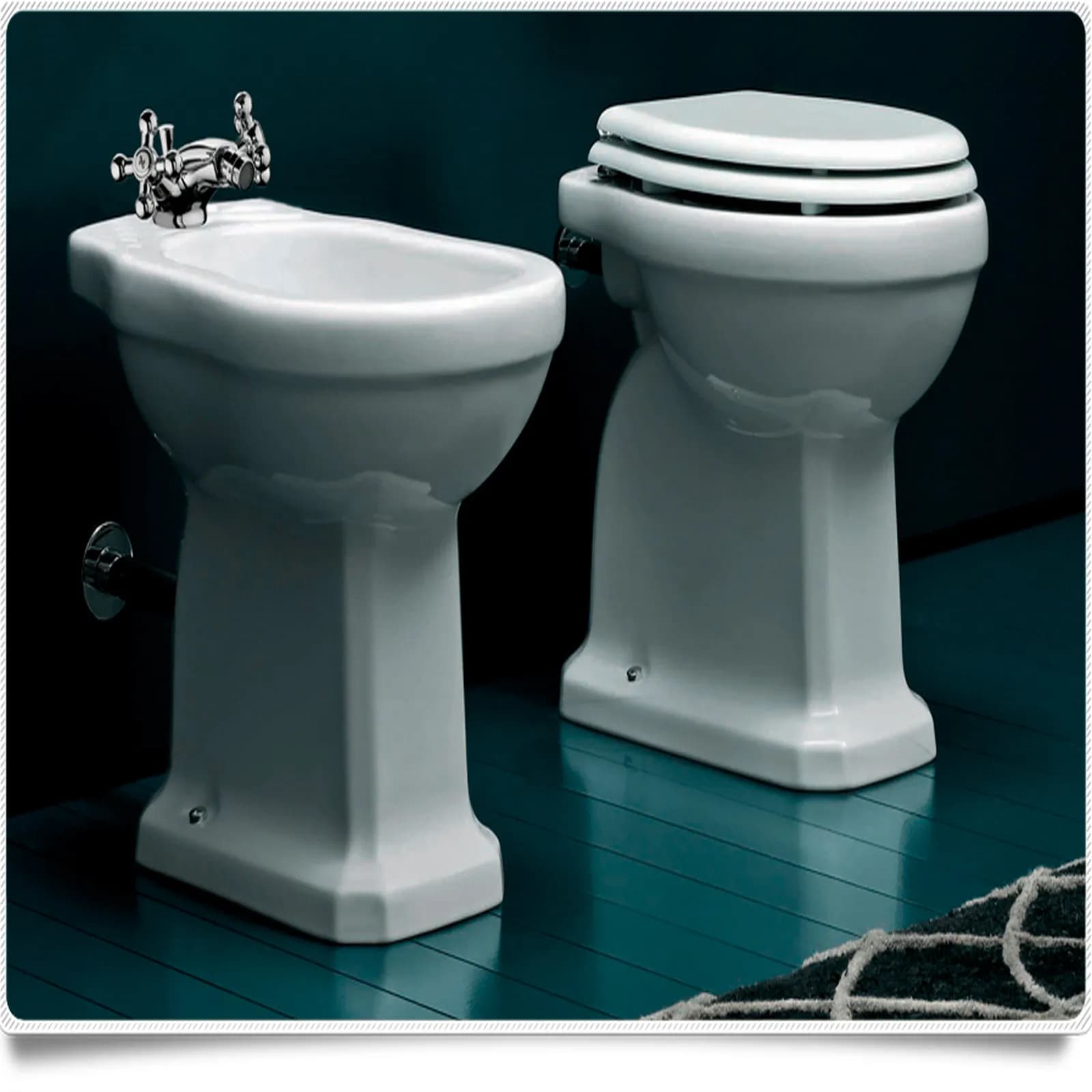 Sanitari classici bagno completo wc bidet e lavabo con colonna Azzurra Giunone