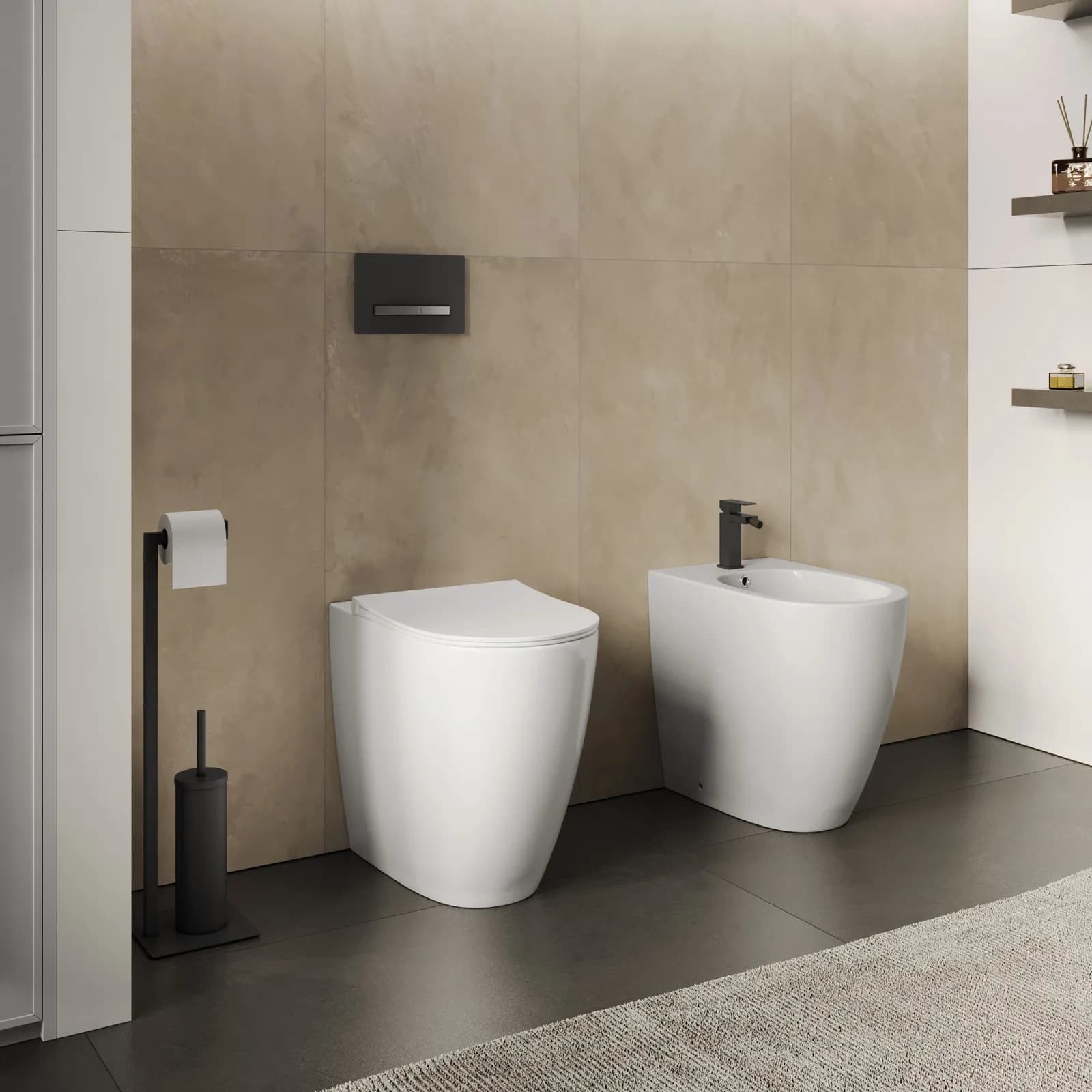 Sanitari filomuro H 50 cm bianco in ceramica con copriwc - Zerua