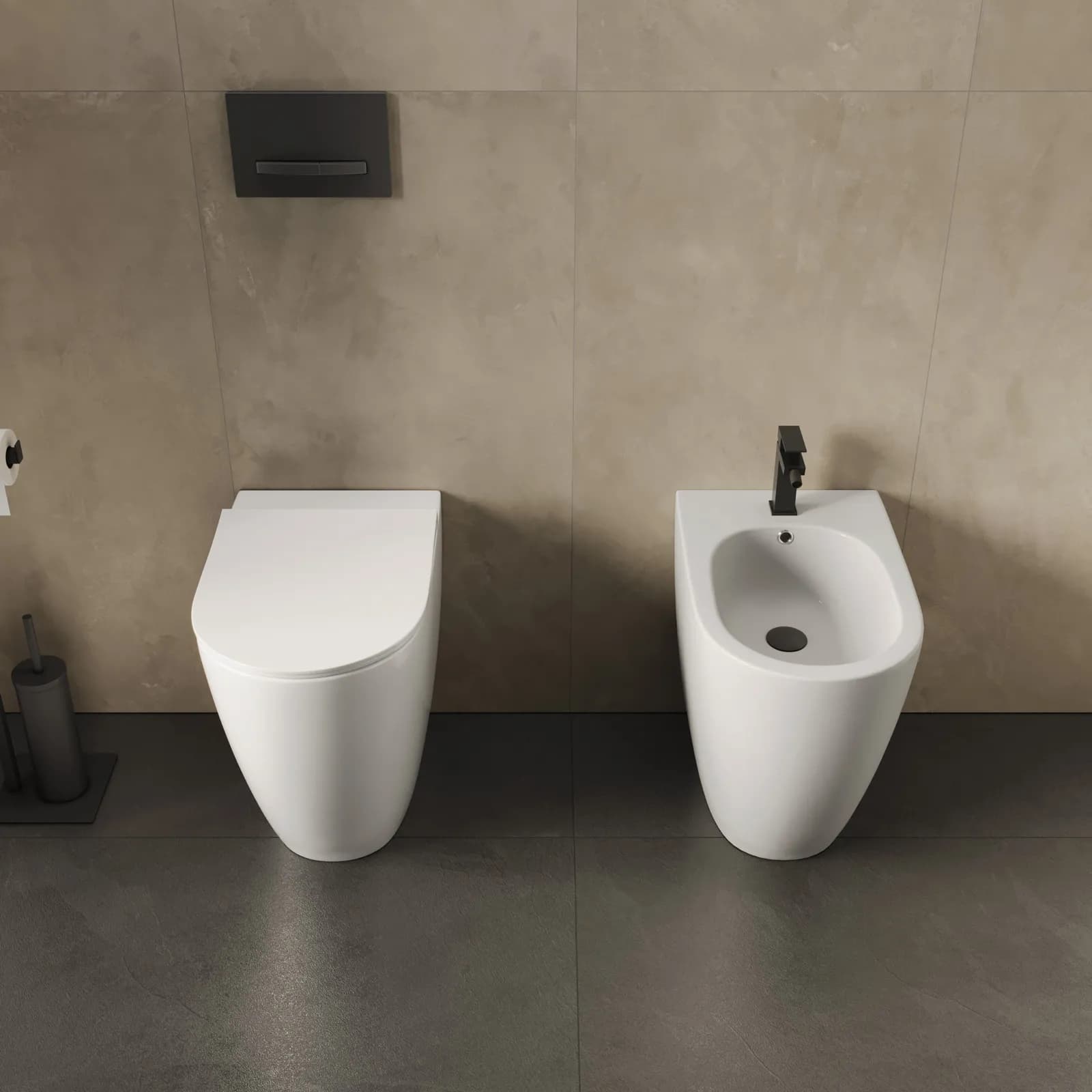 Sanitari filomuro H 50 cm bianco in ceramica con copriwc - Zerua